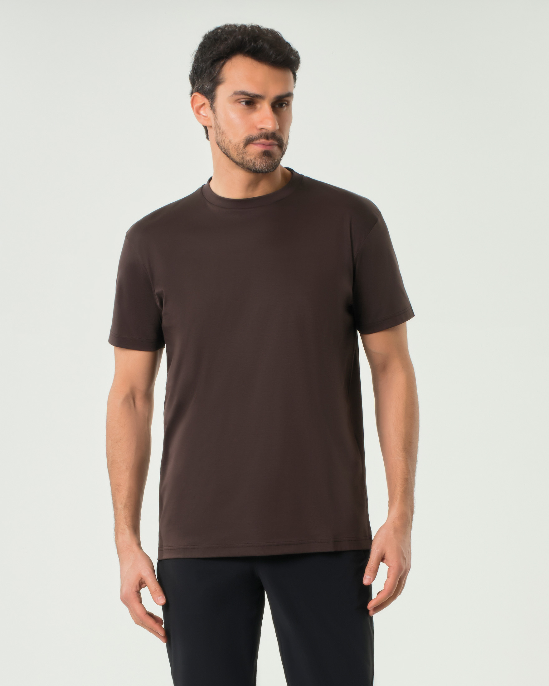 T-shirt mezza manica Pellizzari marrone in cotone makò doppio ritorto