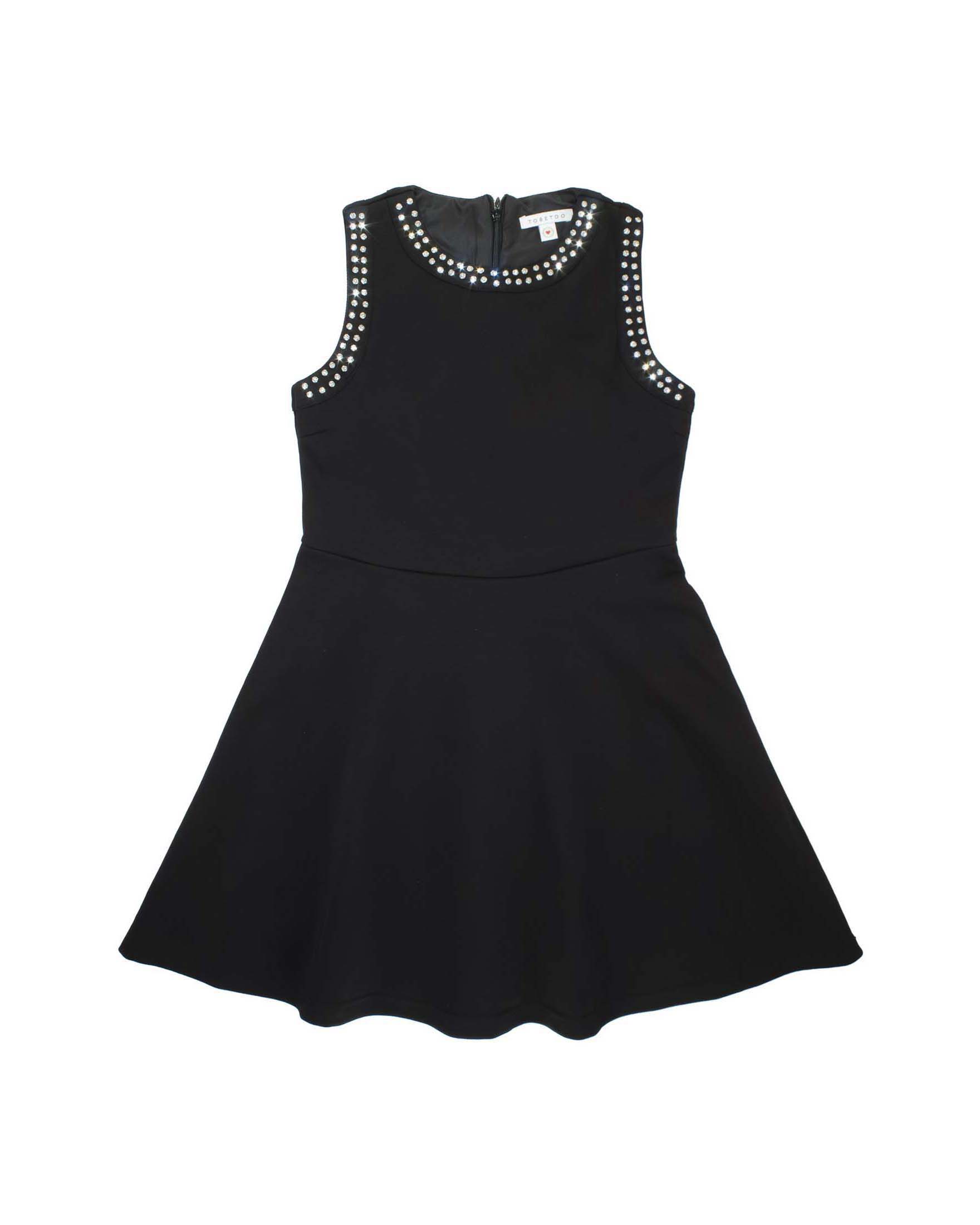 Abito nero fit and flare con brillantini