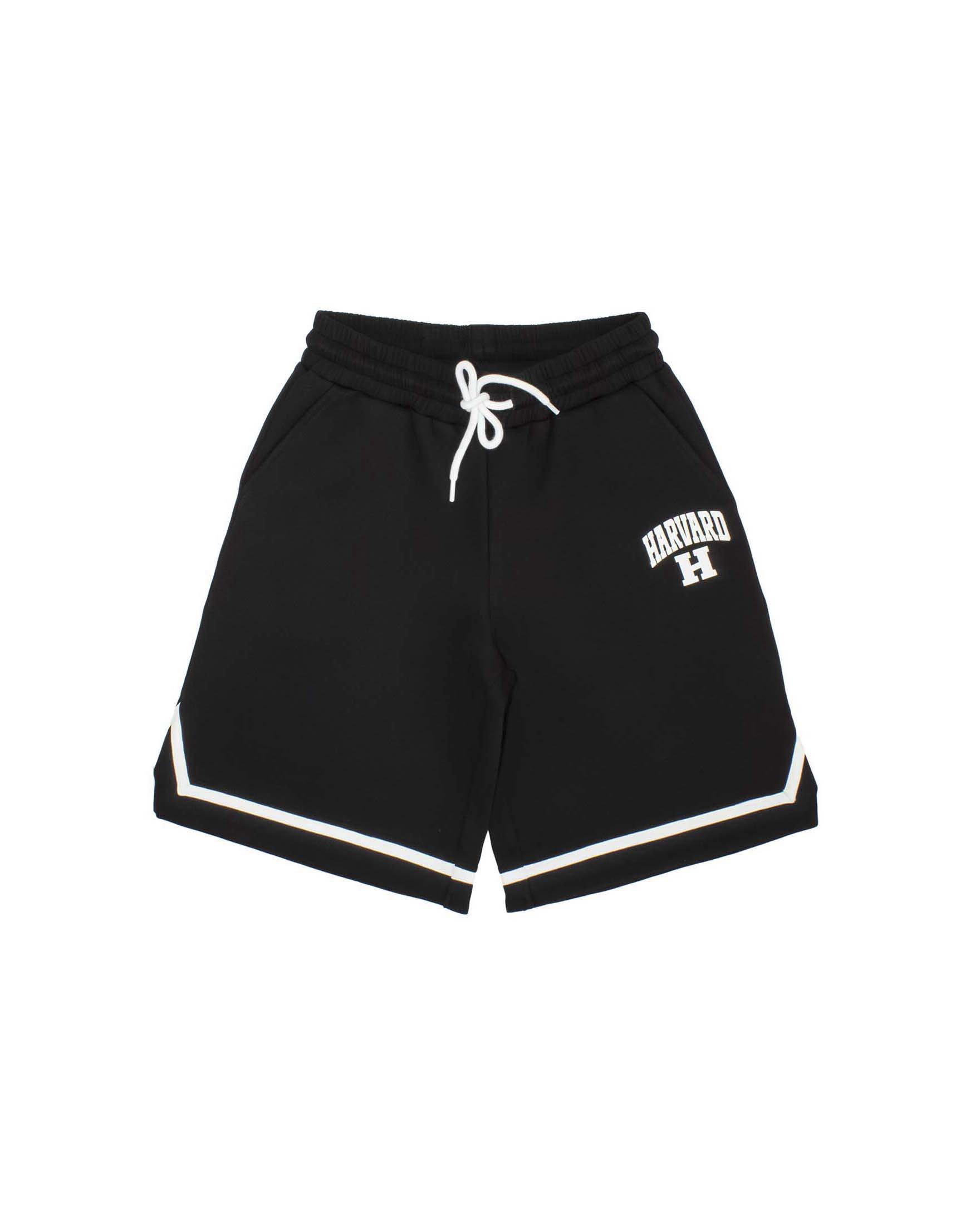 Bermuda in felpa di misto viscosa nero e bianco