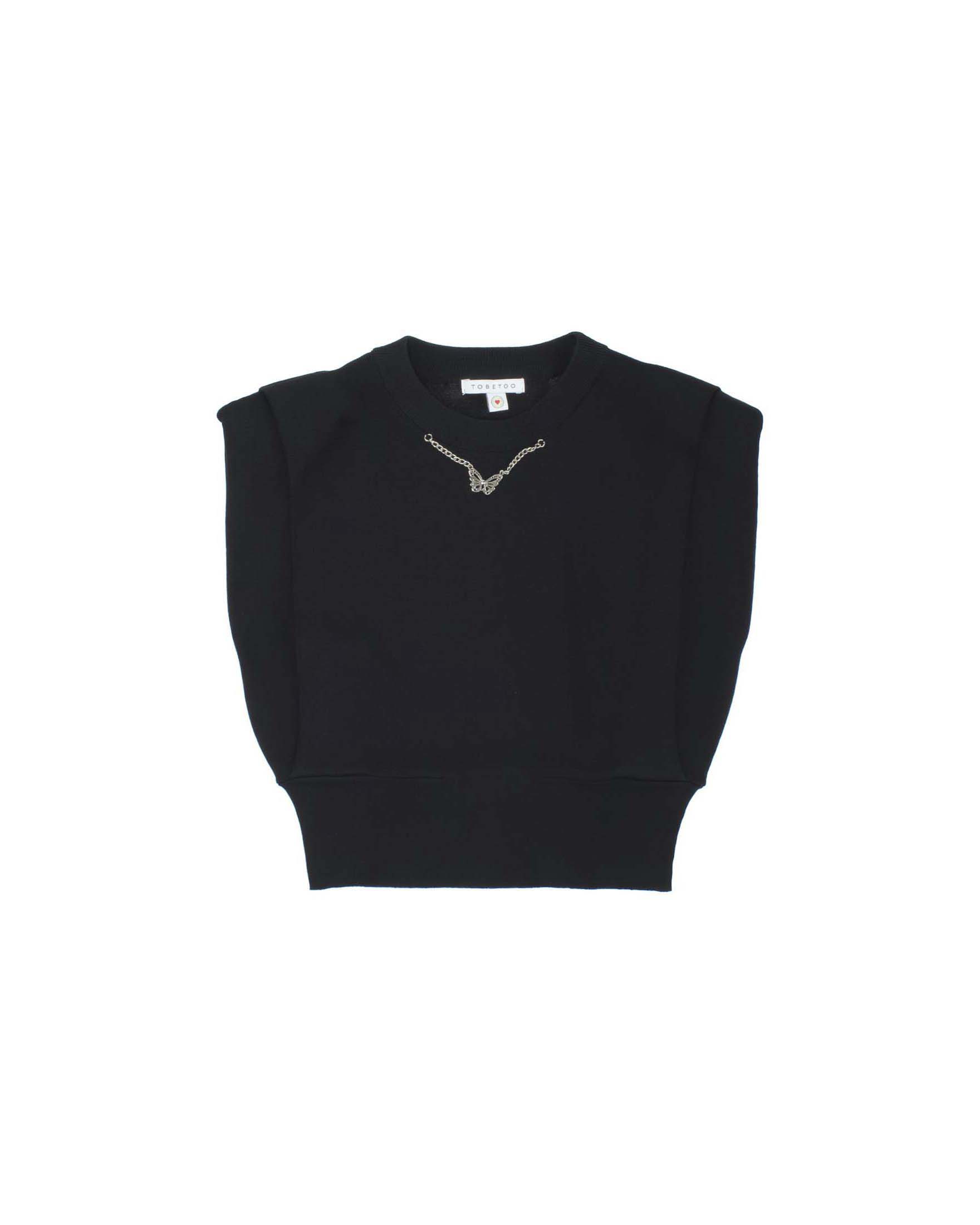 Top nero To be Too con spalline e catenina farfalla