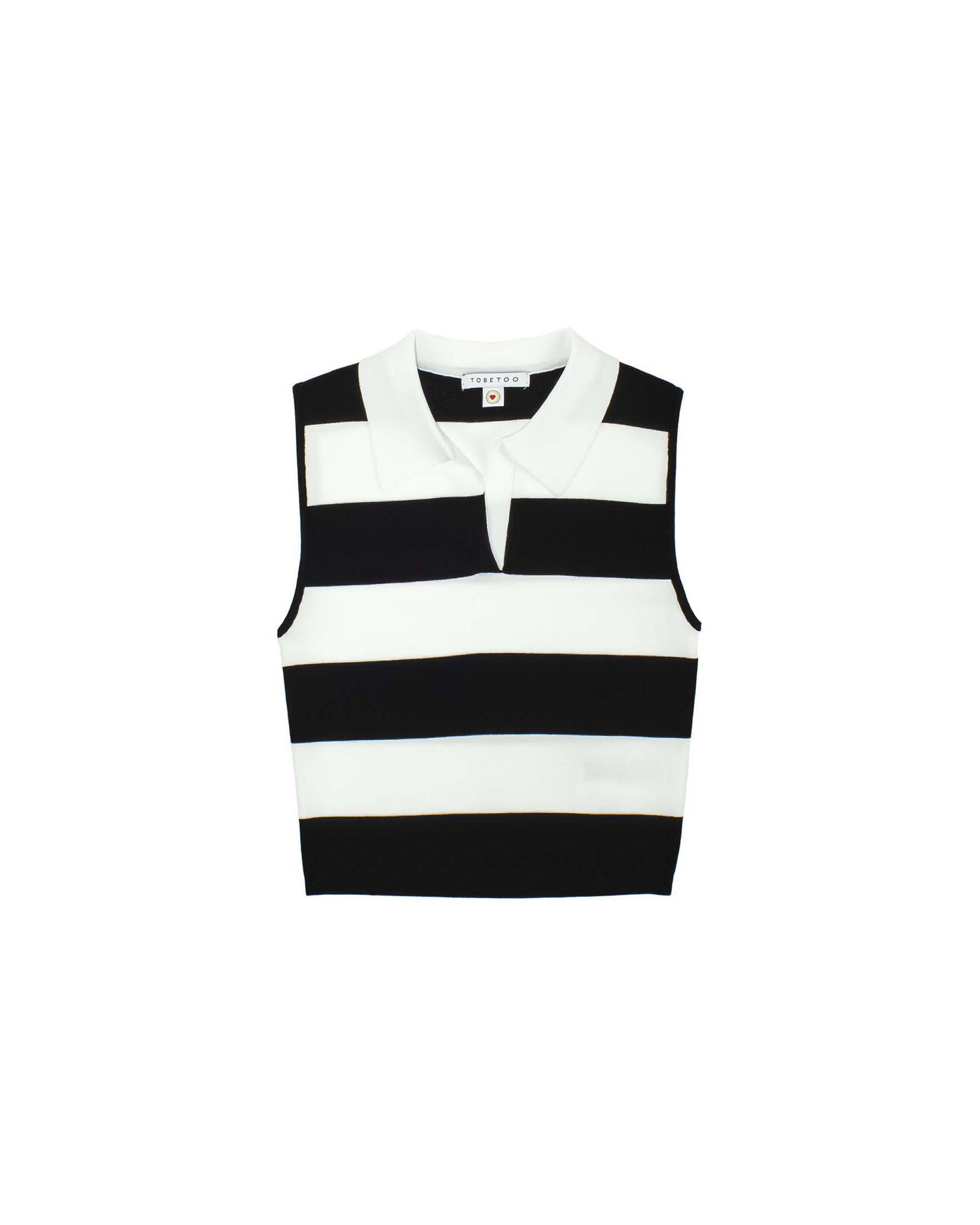 Top polo To be Too a righe bianche e nere