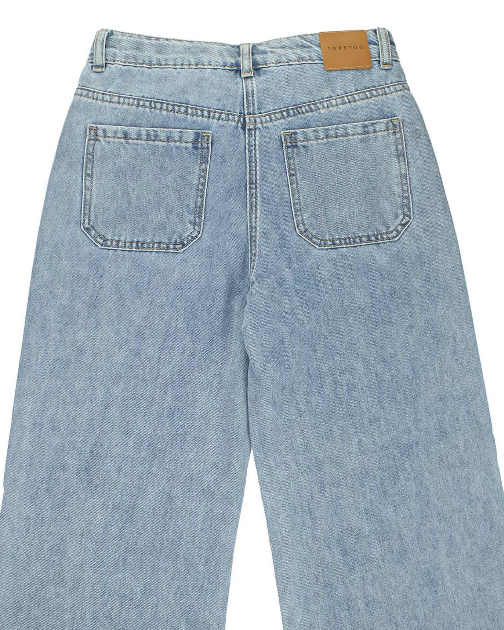 Jeans wide leg To be Too lavaggio chiaro stone washed con dettagli gioiello image