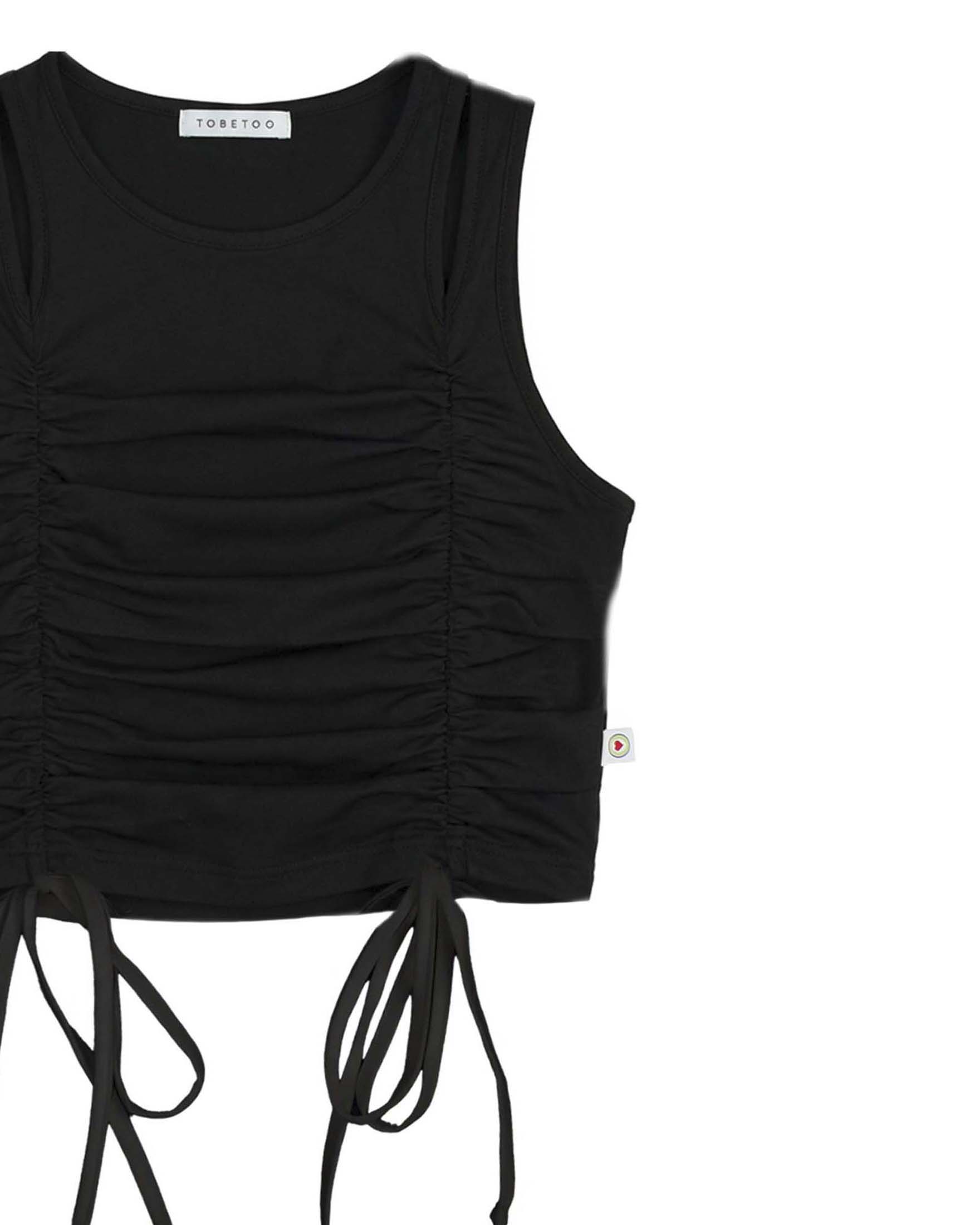 Top cropped To be Too nero con arricciatura coulisse image