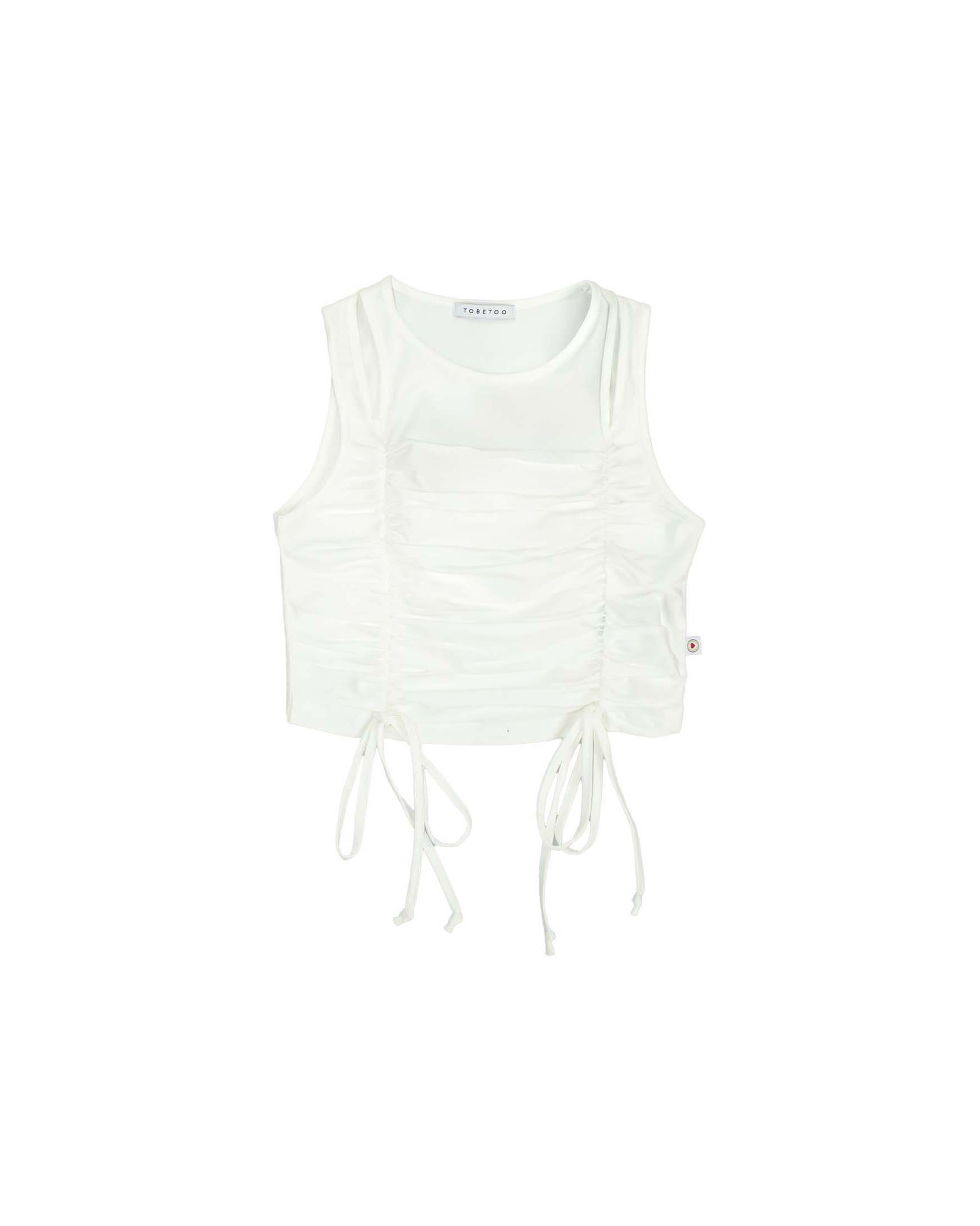 Top cropped To be Too bianco con arricciatura coulisse