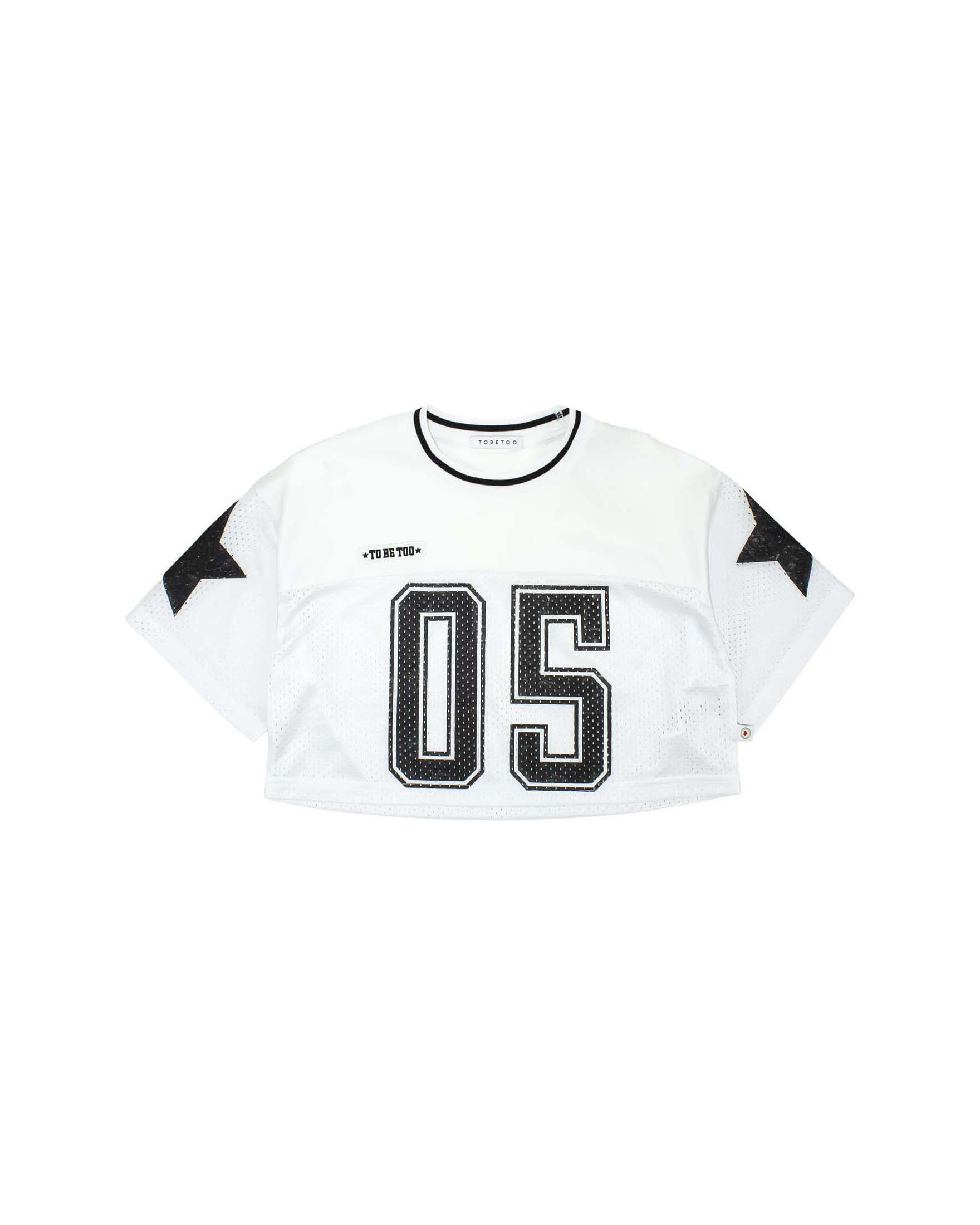 T-shirt bianca To be Too in mesh stile college