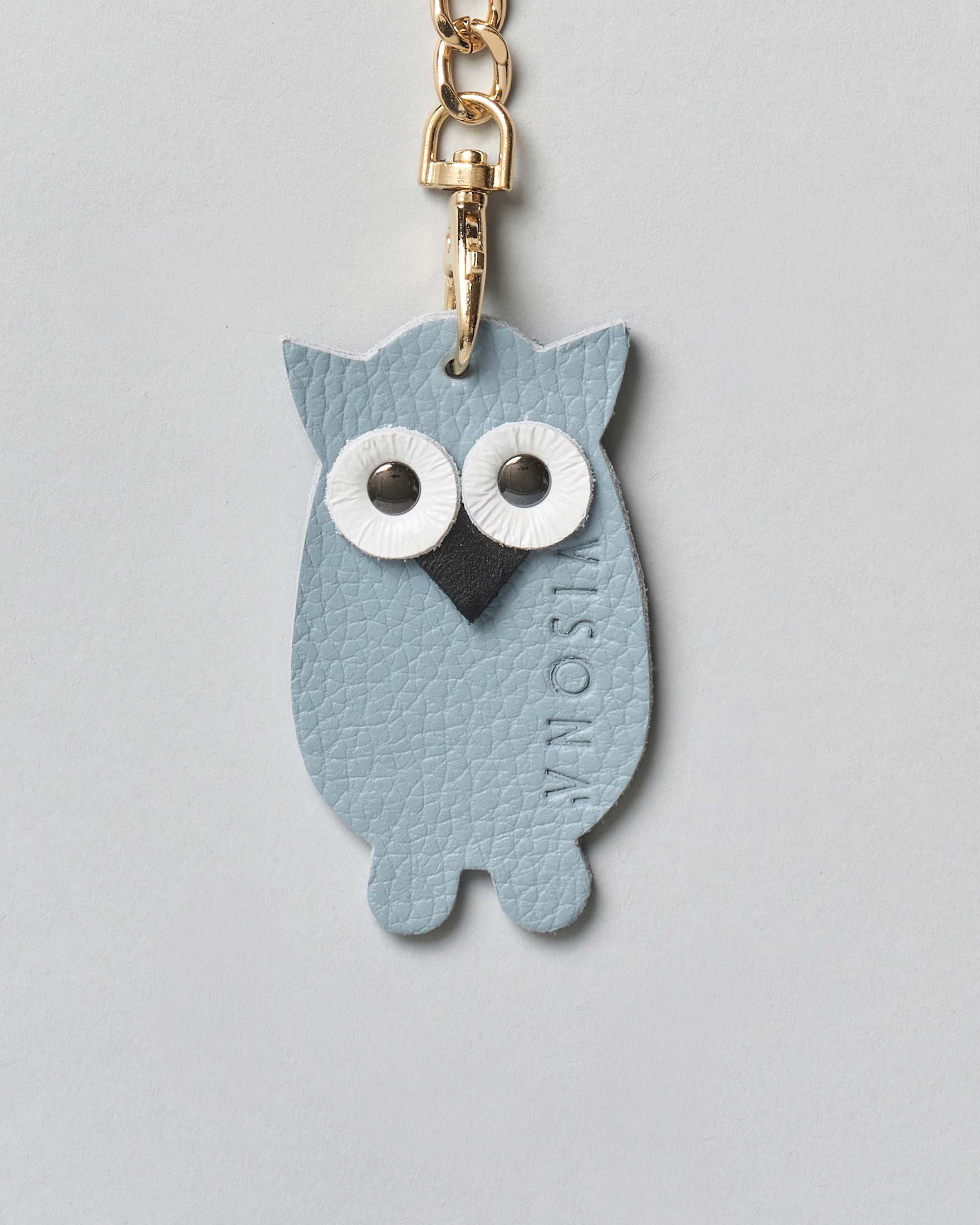 Portachiavi Charm Gufo Visonà in pelle azzurra