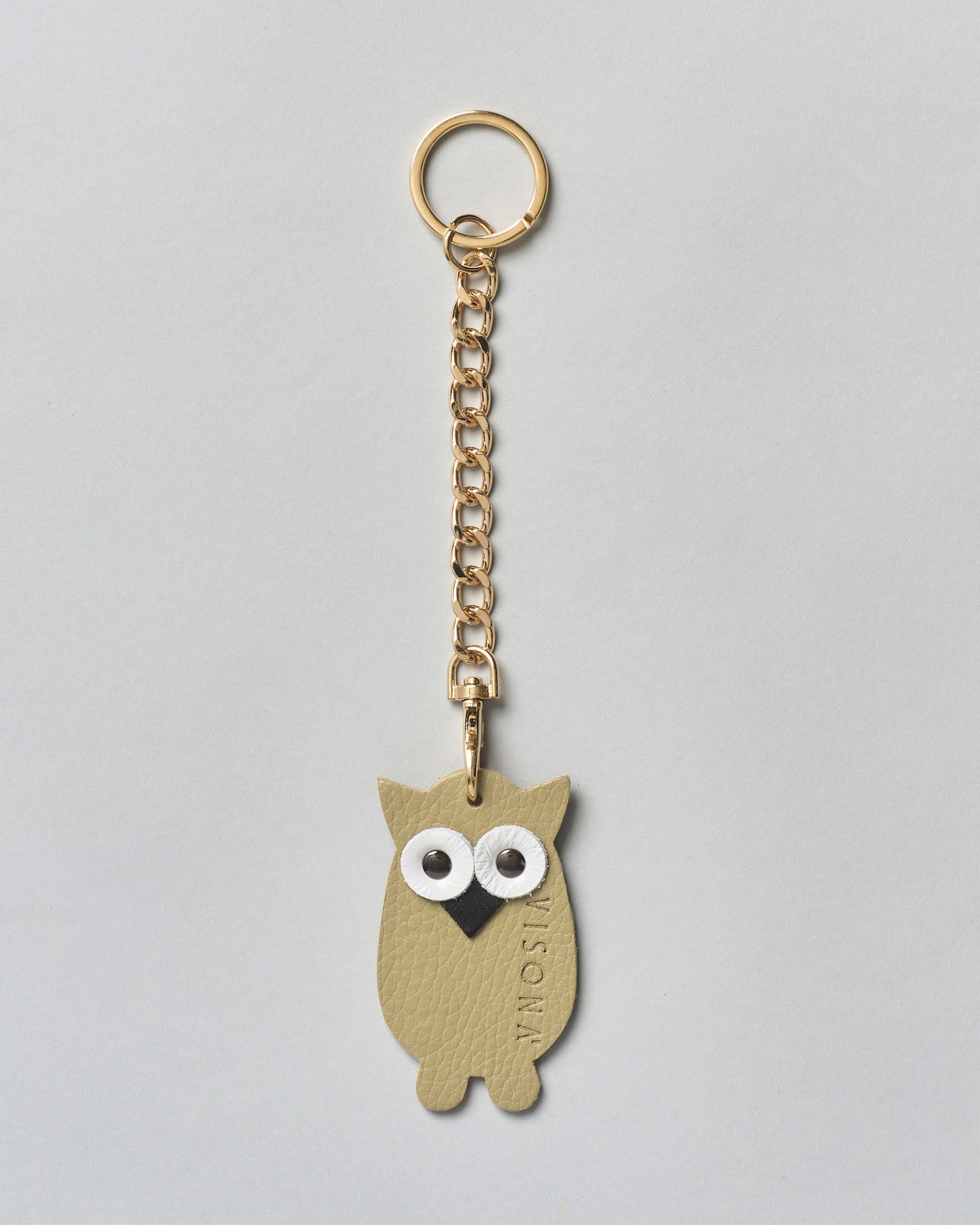Portachiavi Charm Gufo Visonà in pelle salvia