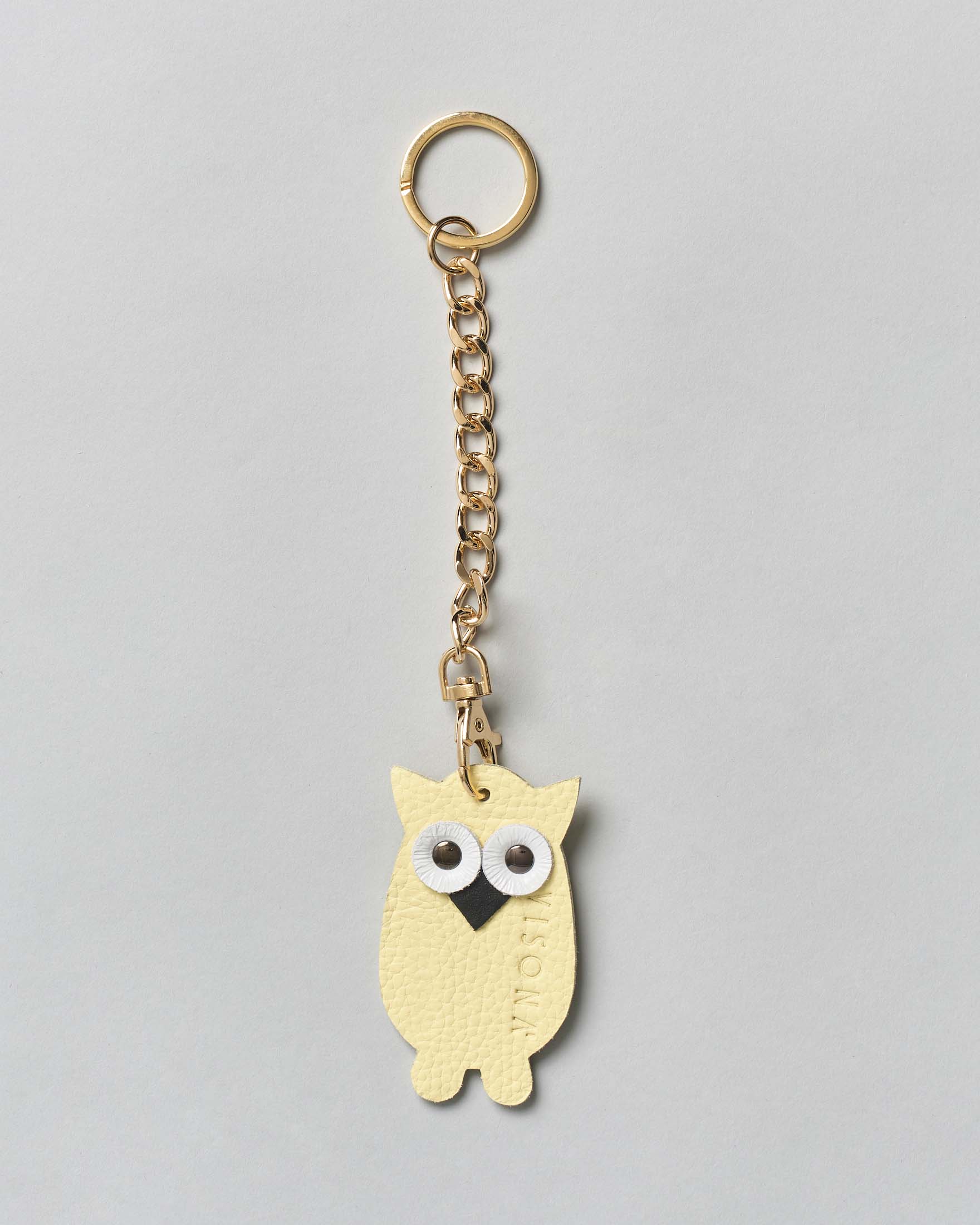 Portachiavi Charm Gufo in pelle gialla