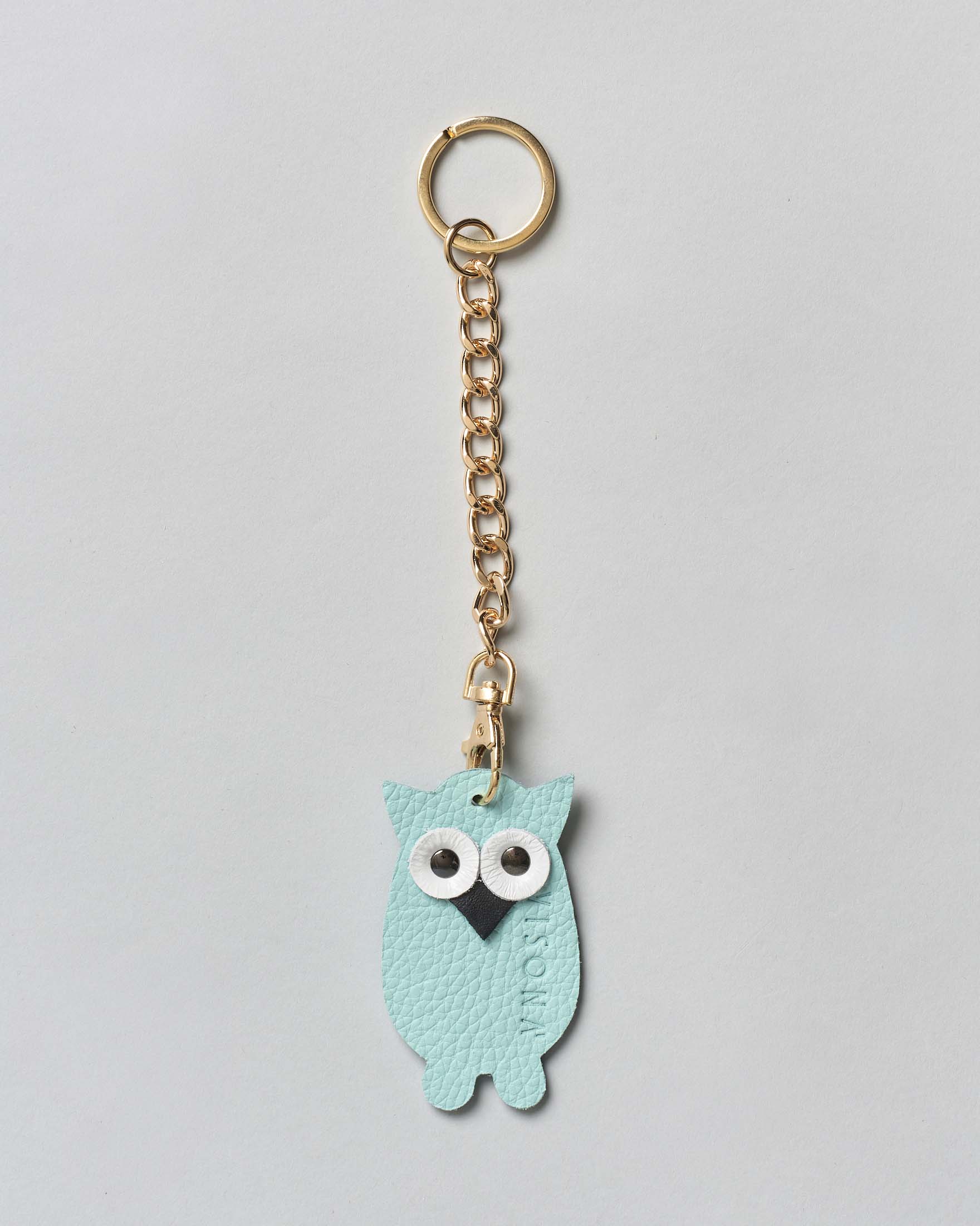 Portachiavi Charm Gufo Visonà in pelle turchese