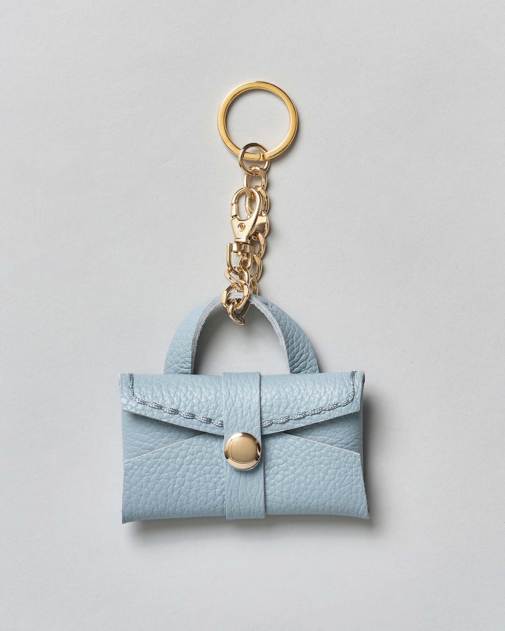 Portachiavi Charm Visonà in pelle azzurra