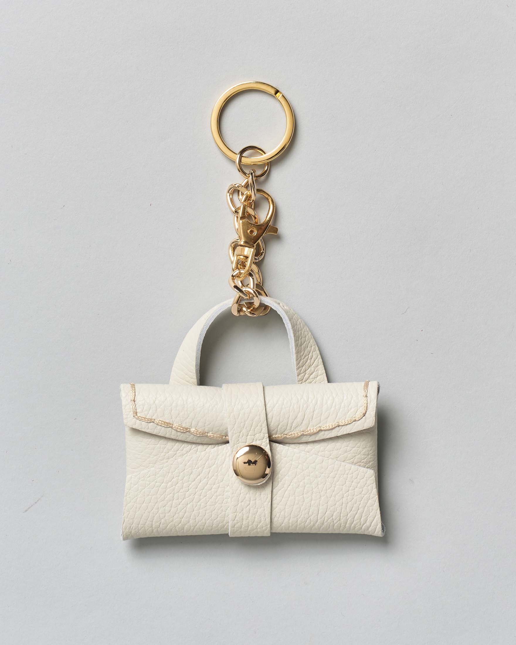 Portachiavi Charm Visonà in pelle bianca