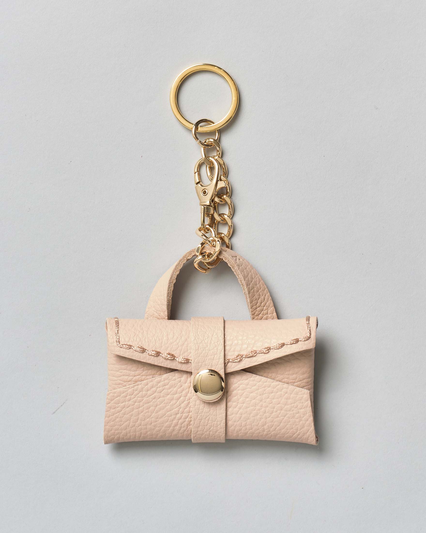 Portachiavi Charm Visonà in pelle color cipria