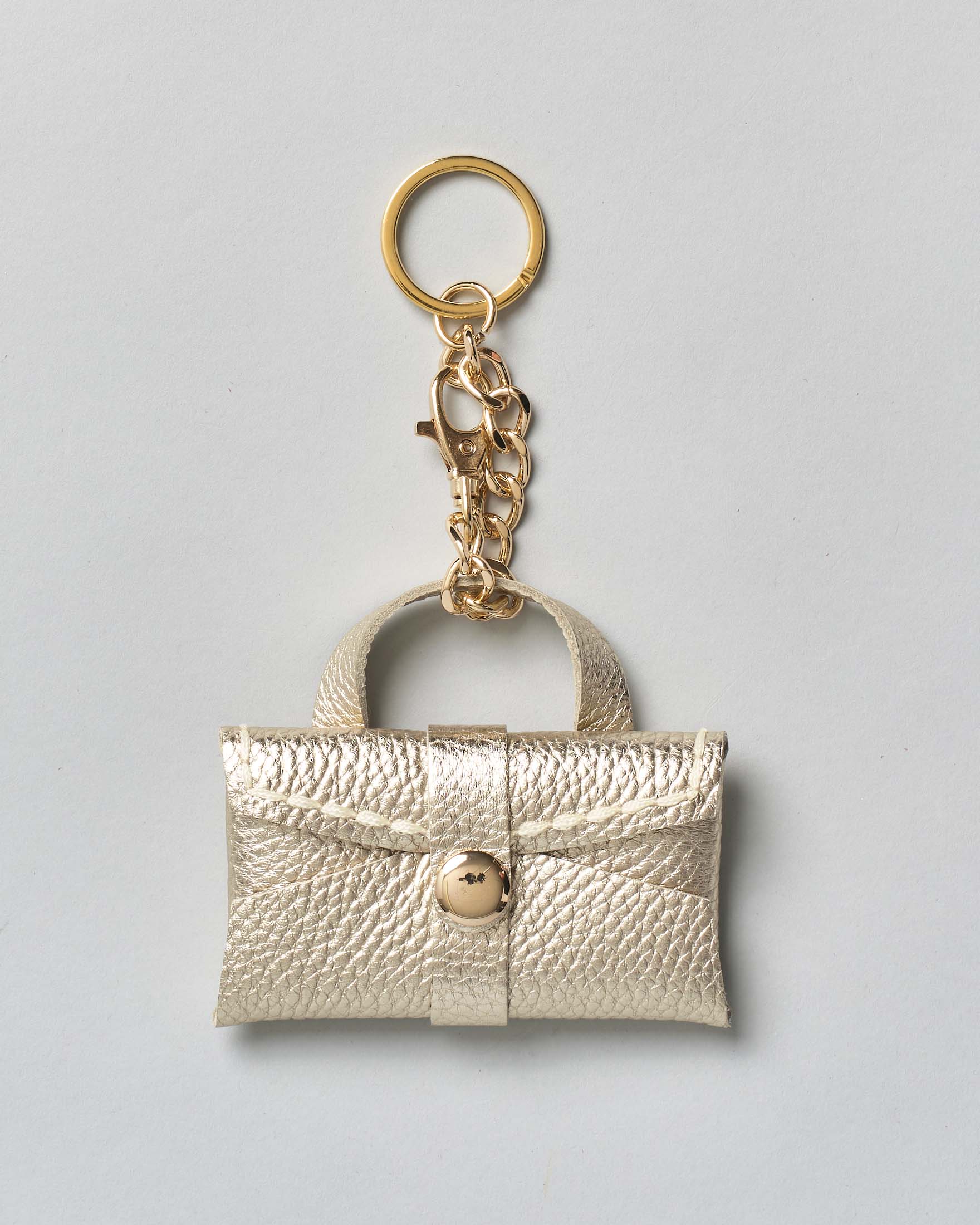 Portachiavi Charm Visonà in pelle colore oro