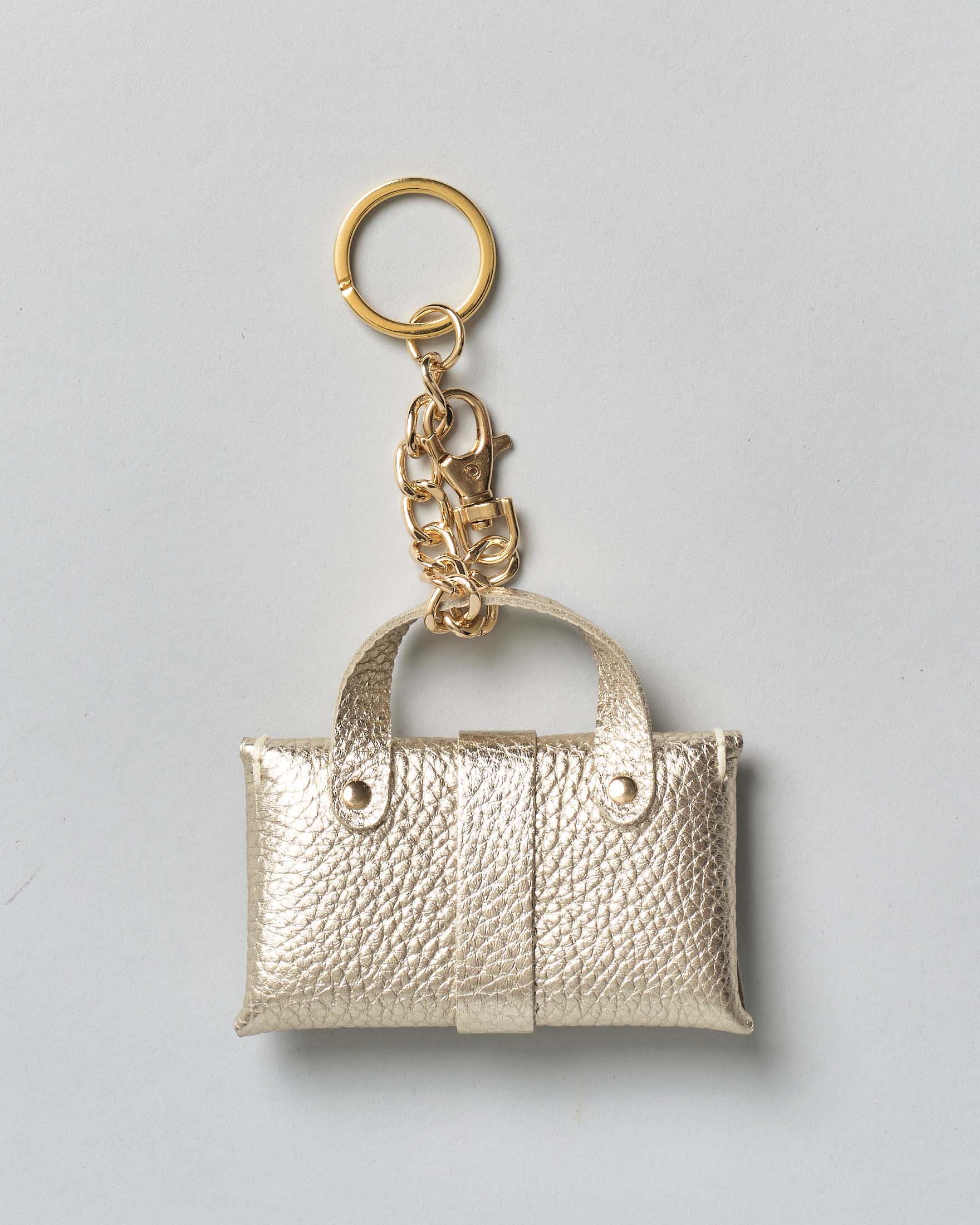 Portachiavi Charm Visonà in pelle colore oro image