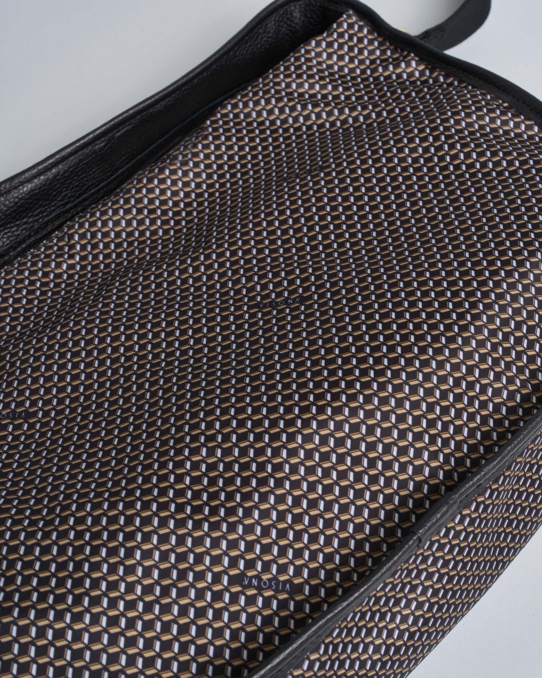 Borsa hobo Visonà in nylon nera con tracolla removibile e motivo monogram image