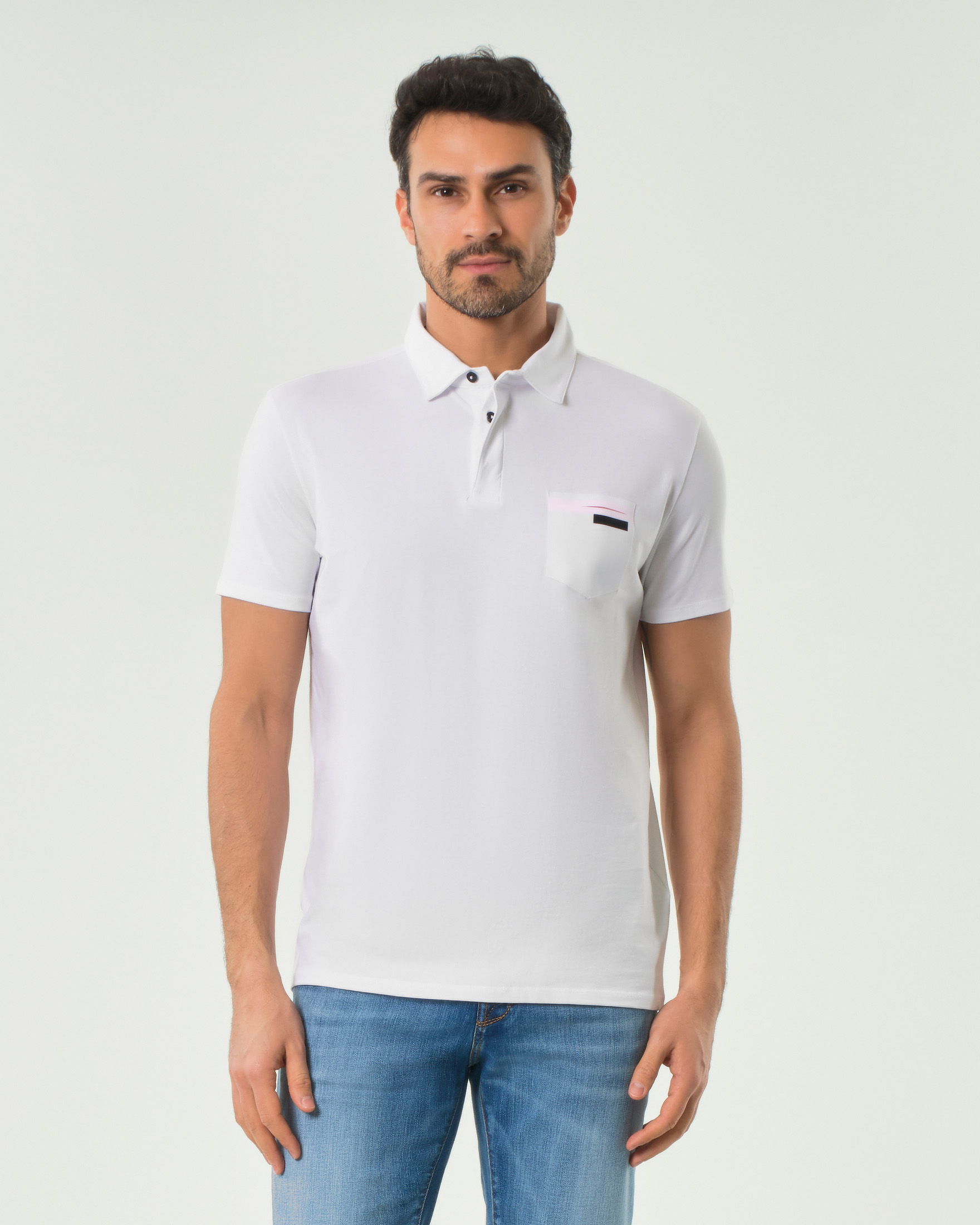 Revo Polo R.R.D. bianca in jersey di cotone stretch con taschino al petto