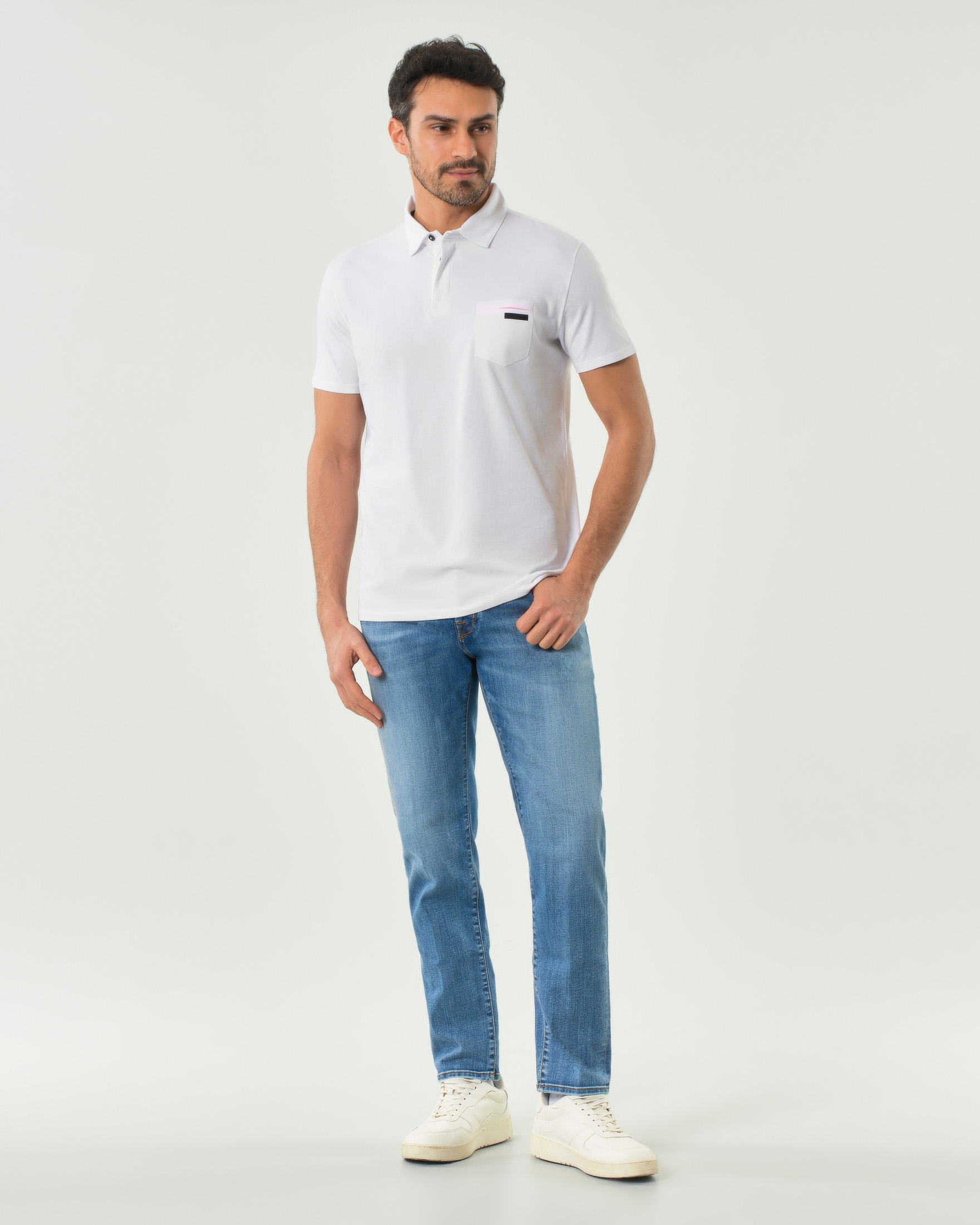 Revo Polo R.R.D. bianca in jersey di cotone stretch con taschino al petto image
