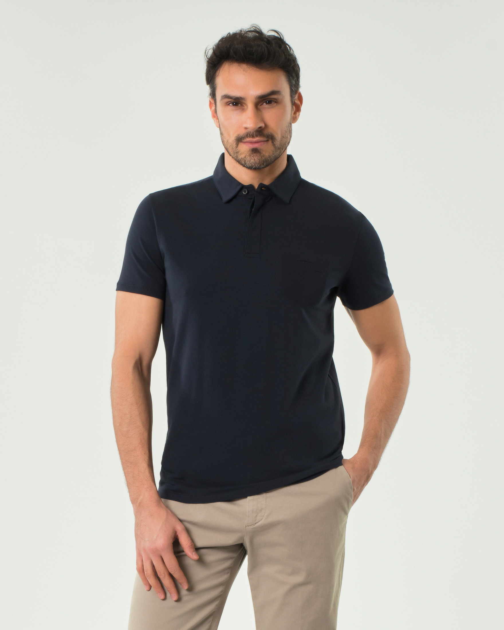 Revo Polo R.R.D. blu in jersey di cotone stretch con taschino al petto