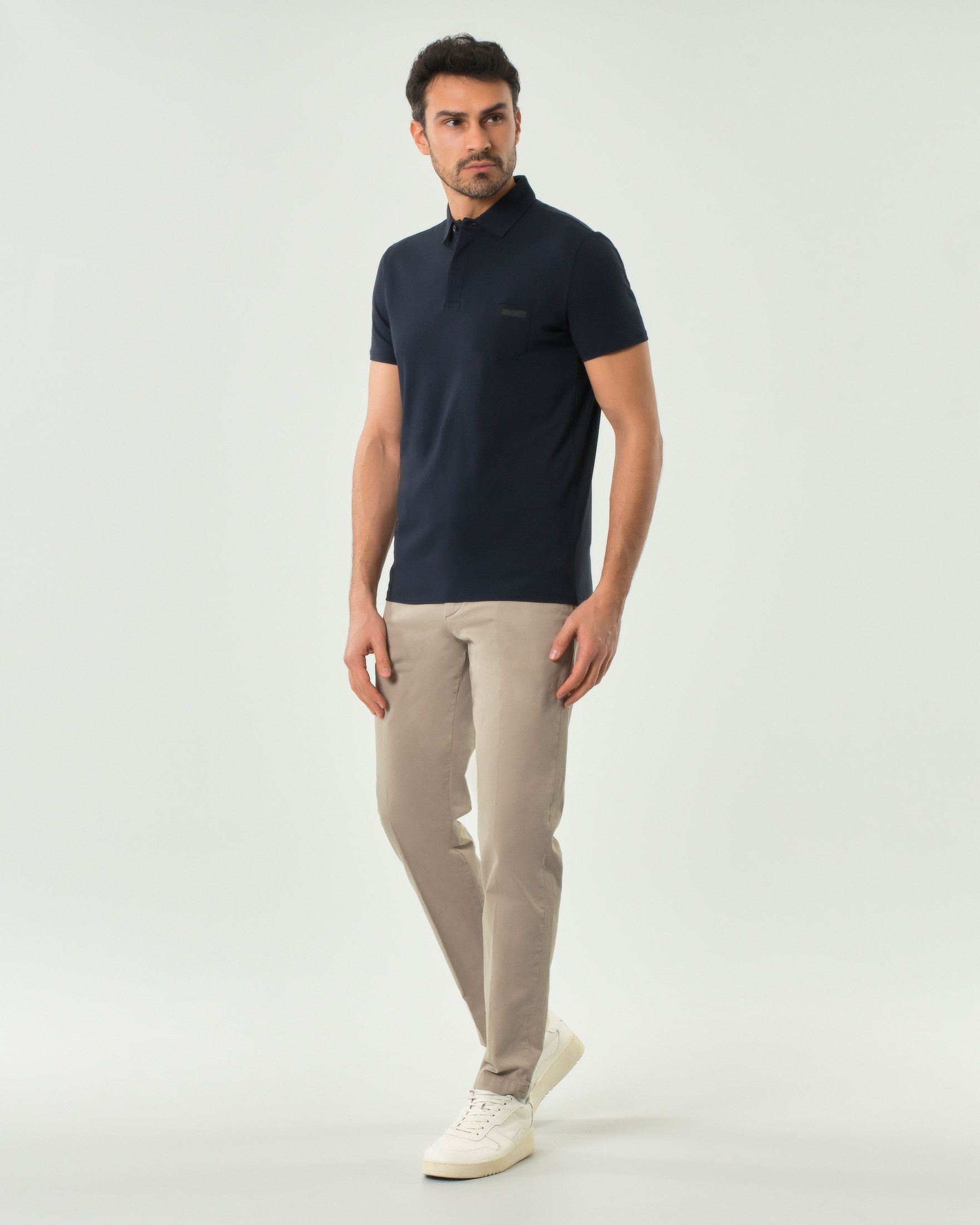 Pantalone chino Roy Roger's Conduit sabbia in gabardina di cotone stretch carrot-fit
