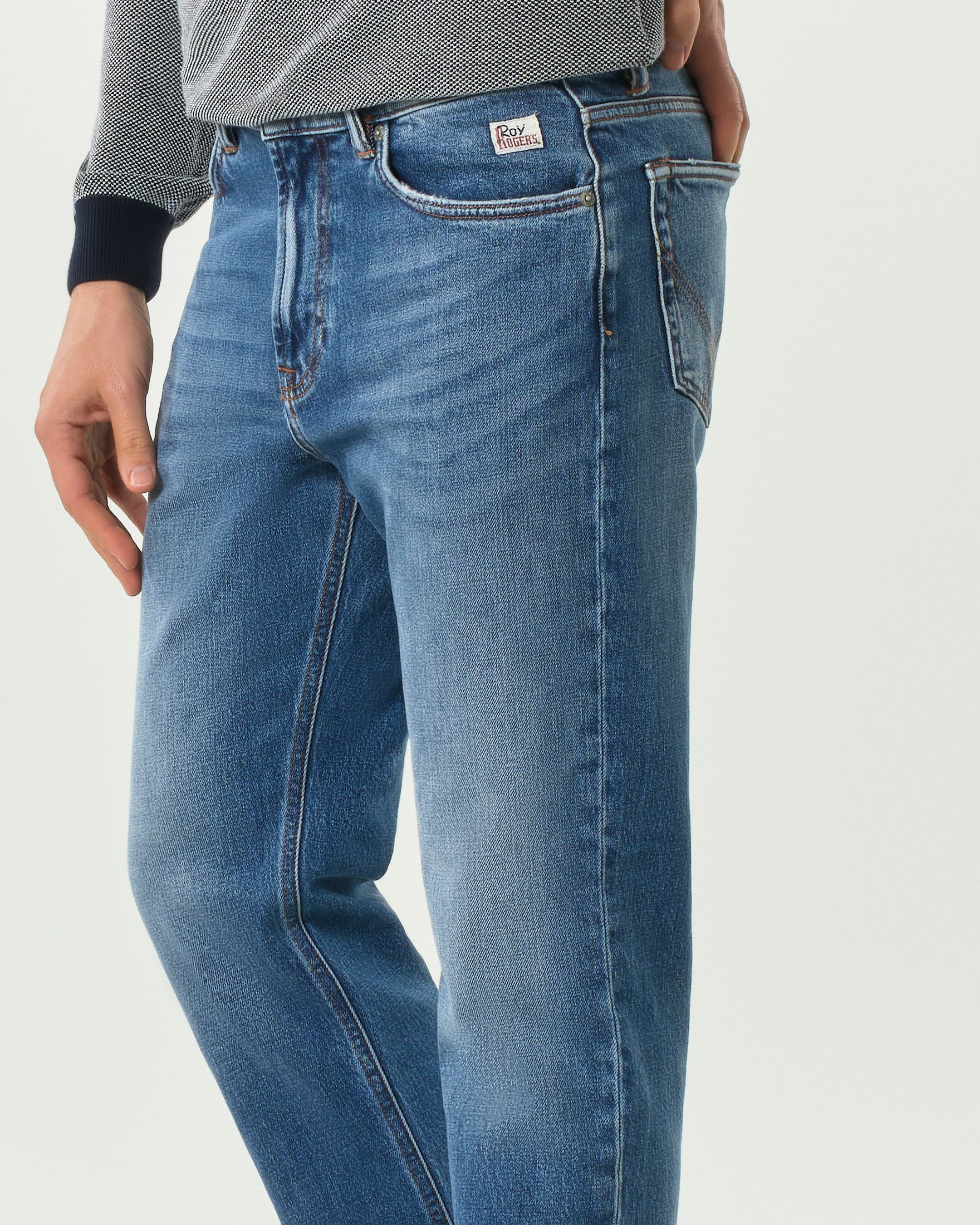 Jeans Roy Roger's Dapper Re-Search Calasaleda lavaggio chiaro stone washed in cotone stretch image