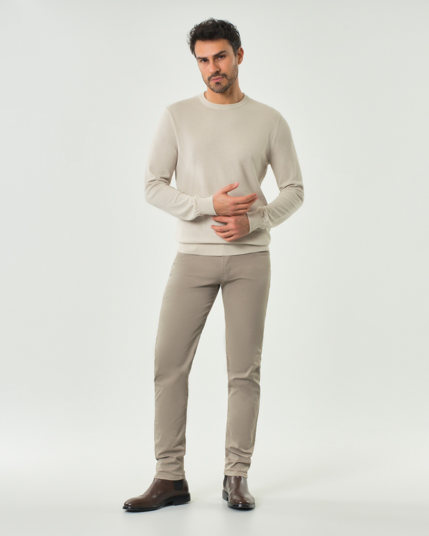 Pantalone Roy Roger's cinque tasche 517 sabbia in gabardina di cotone stretch