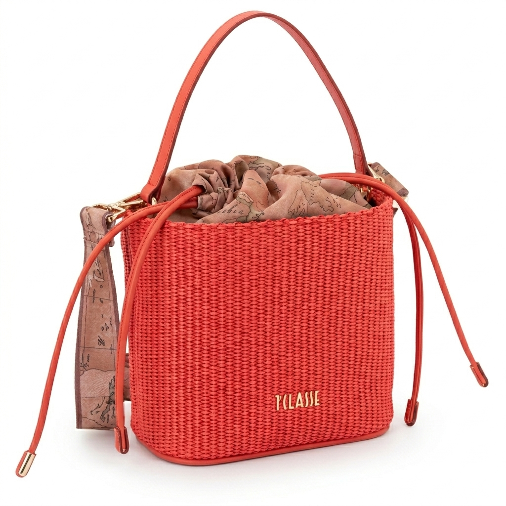 Secchiello a mano e tracolla 1A Classe Sunny Rafia LF48 9881 332 Rosso
