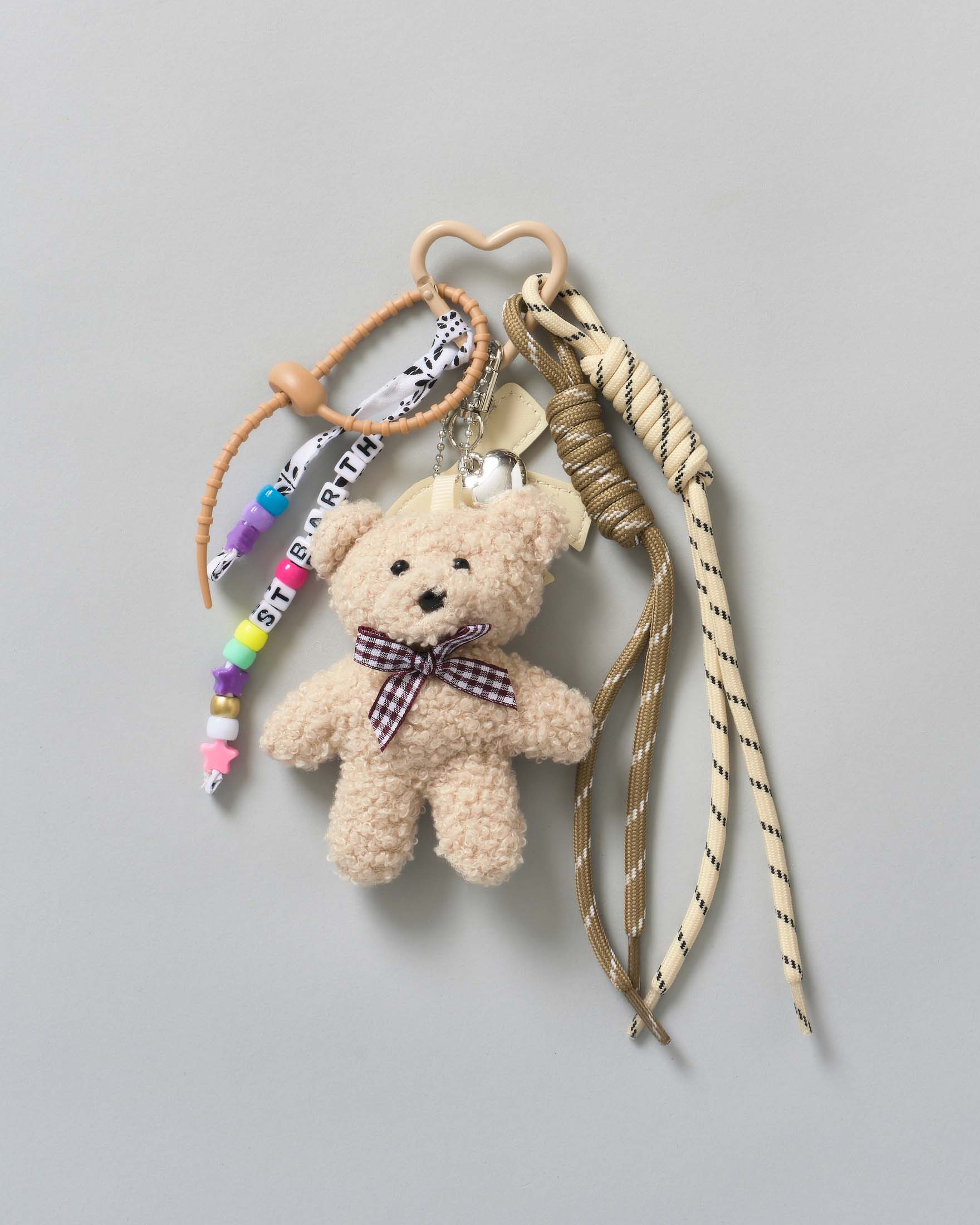 Portachiavi Funny Charm con teddy e cordini
