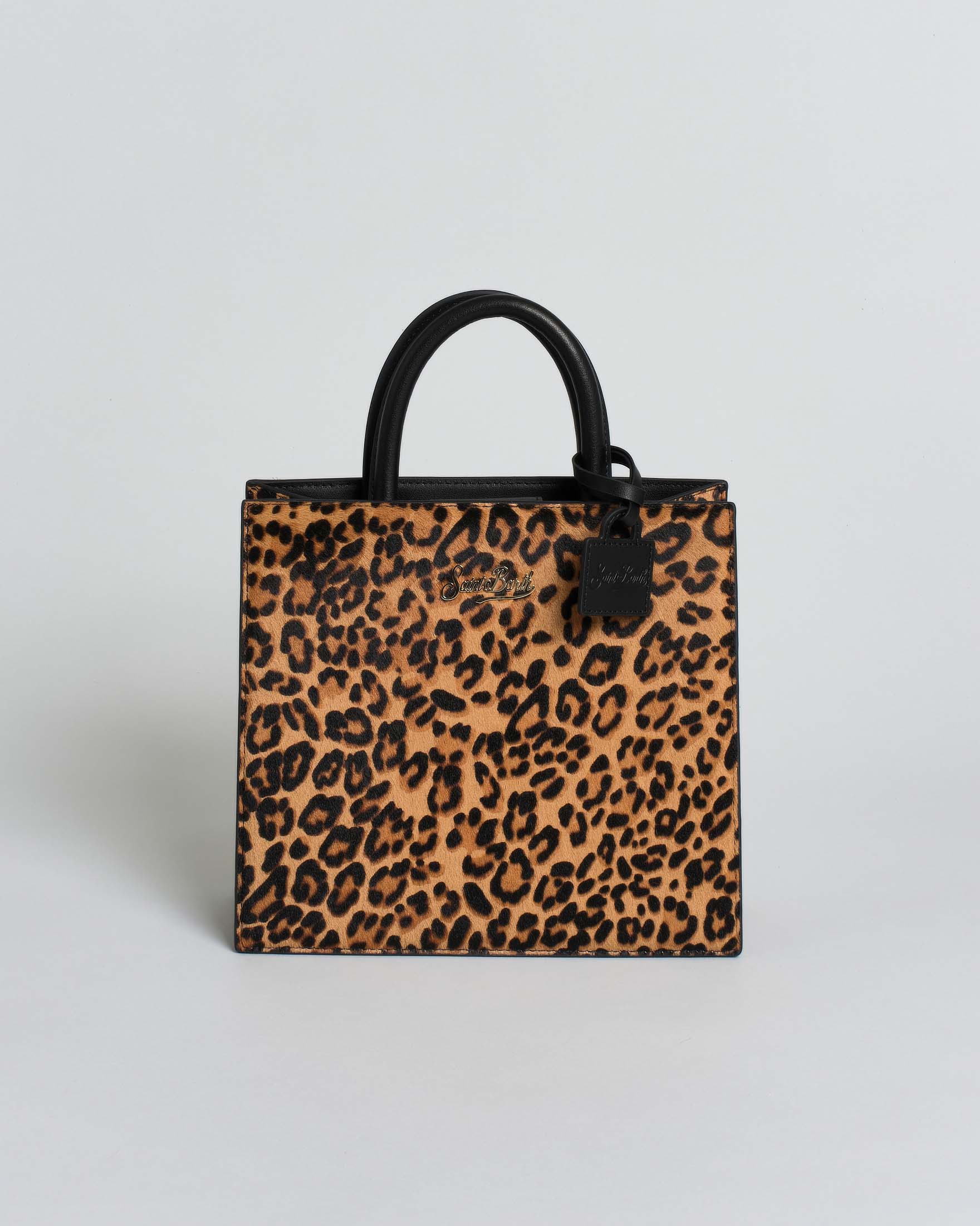 Borsa Shop Midi in cavallino leopardato con tracolla removibile e chiusura magnetica