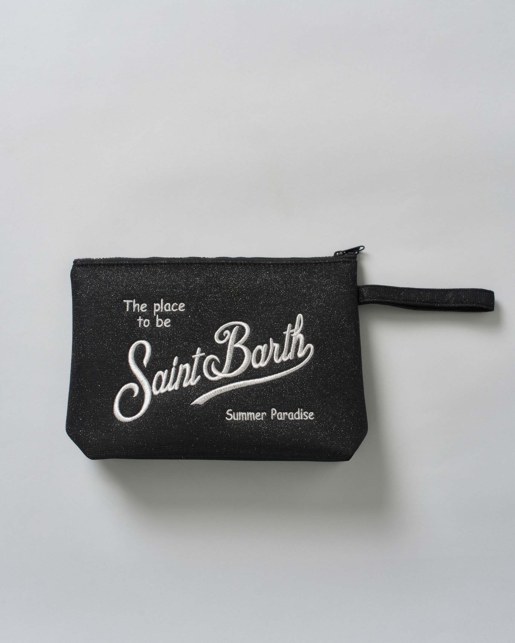 Maxi pochette aline nera in lurex