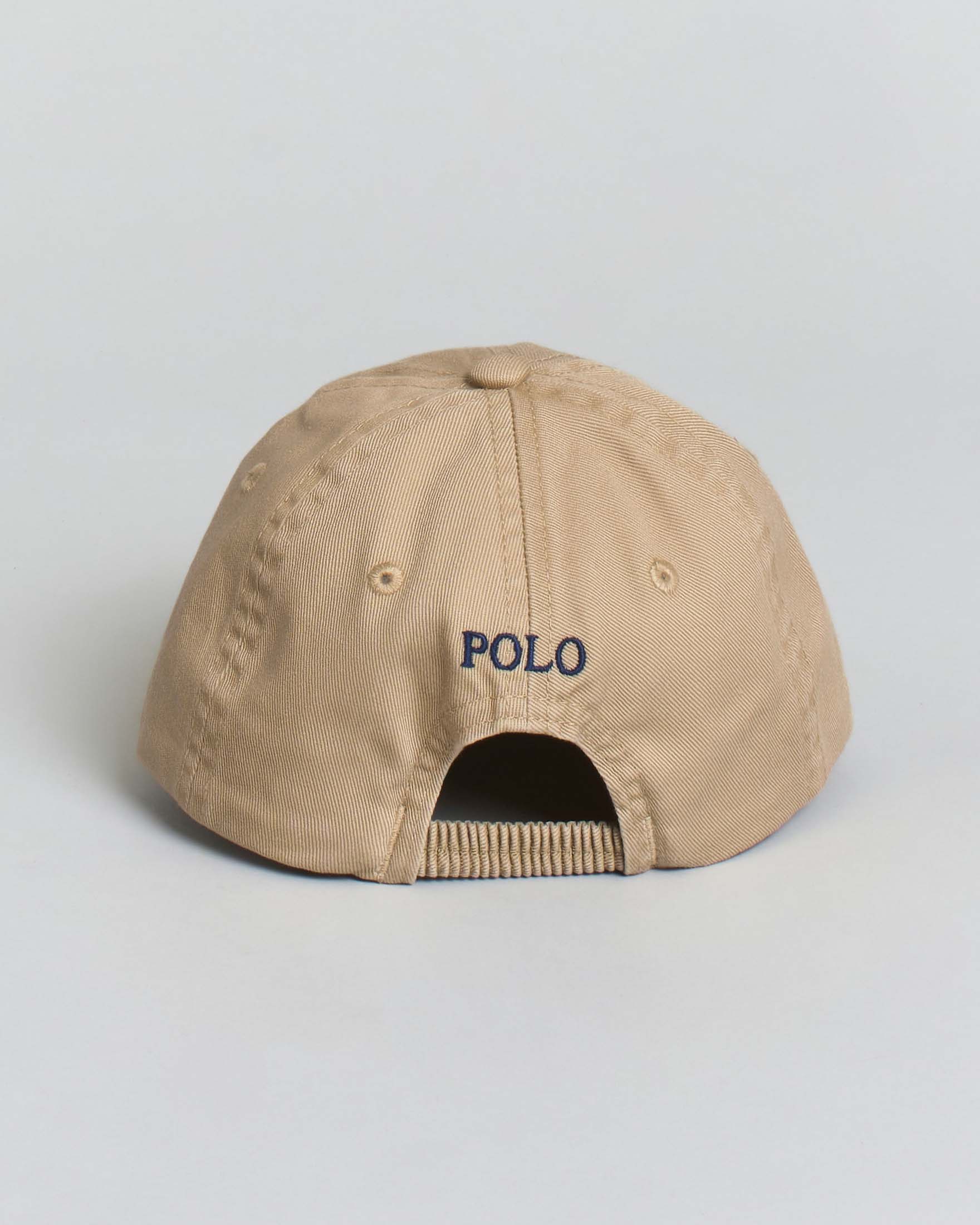 Berretto Ralph Lauren beige in cotone con frontino e logo icon blu image