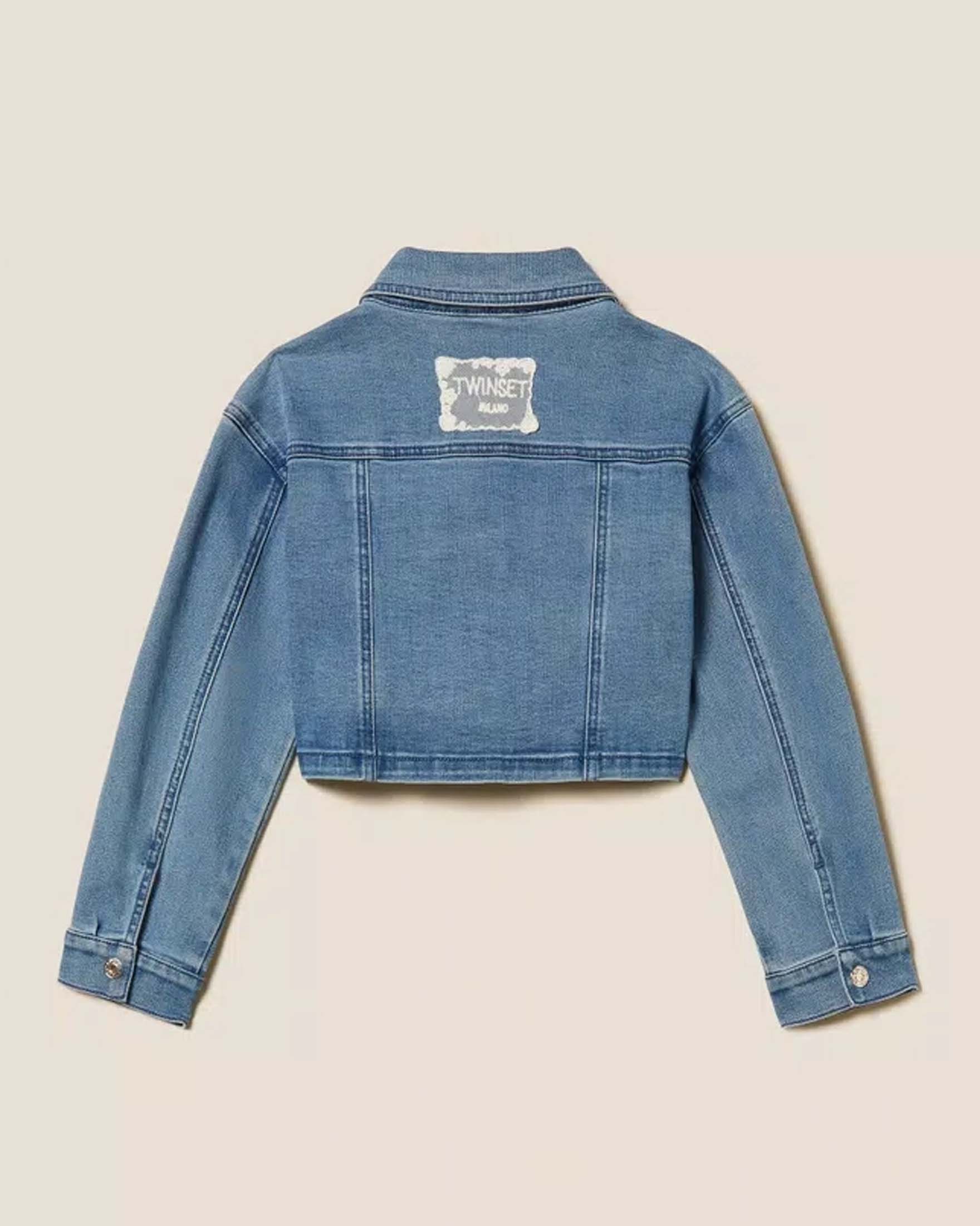 Giacca cropped Twinset in denim lavaggio medio image