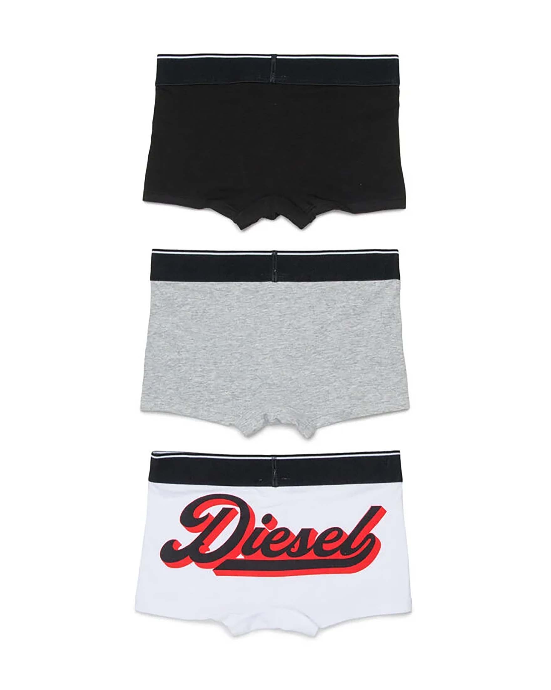 Boxer Diesel tre pezzi nero grigio e bianco in cotone stretch image
