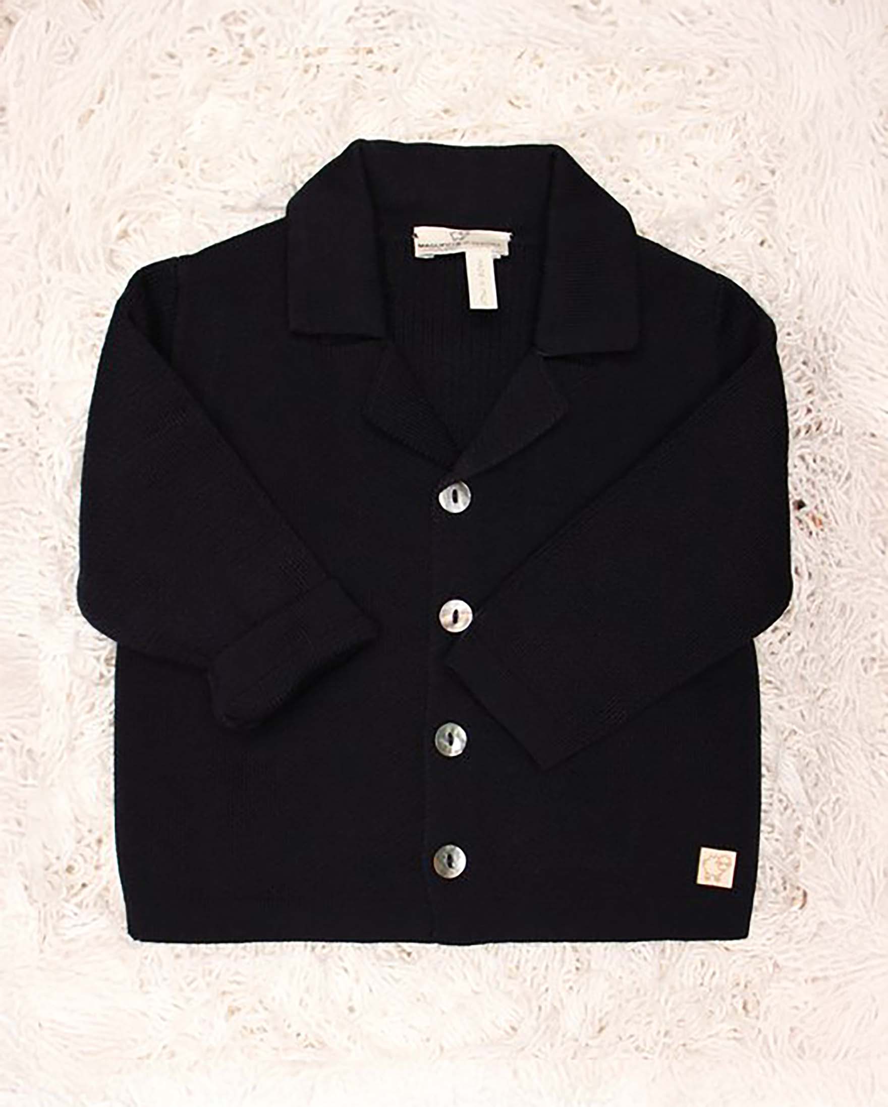 Cardigan Maglificio di Verona blu in filo di cotone con rever