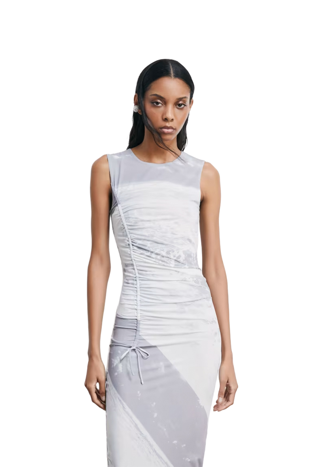 Abito Midi con Stampa a Onde