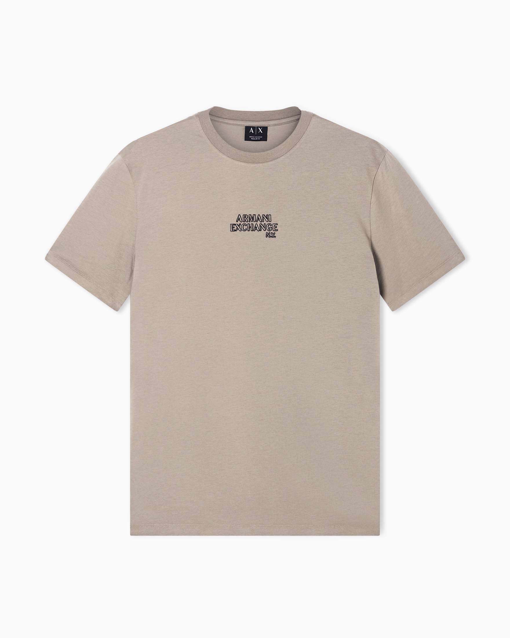 Armani Exchange — T-shirt Armani Exchange sabbia in cotone con ricamo logo sul petto