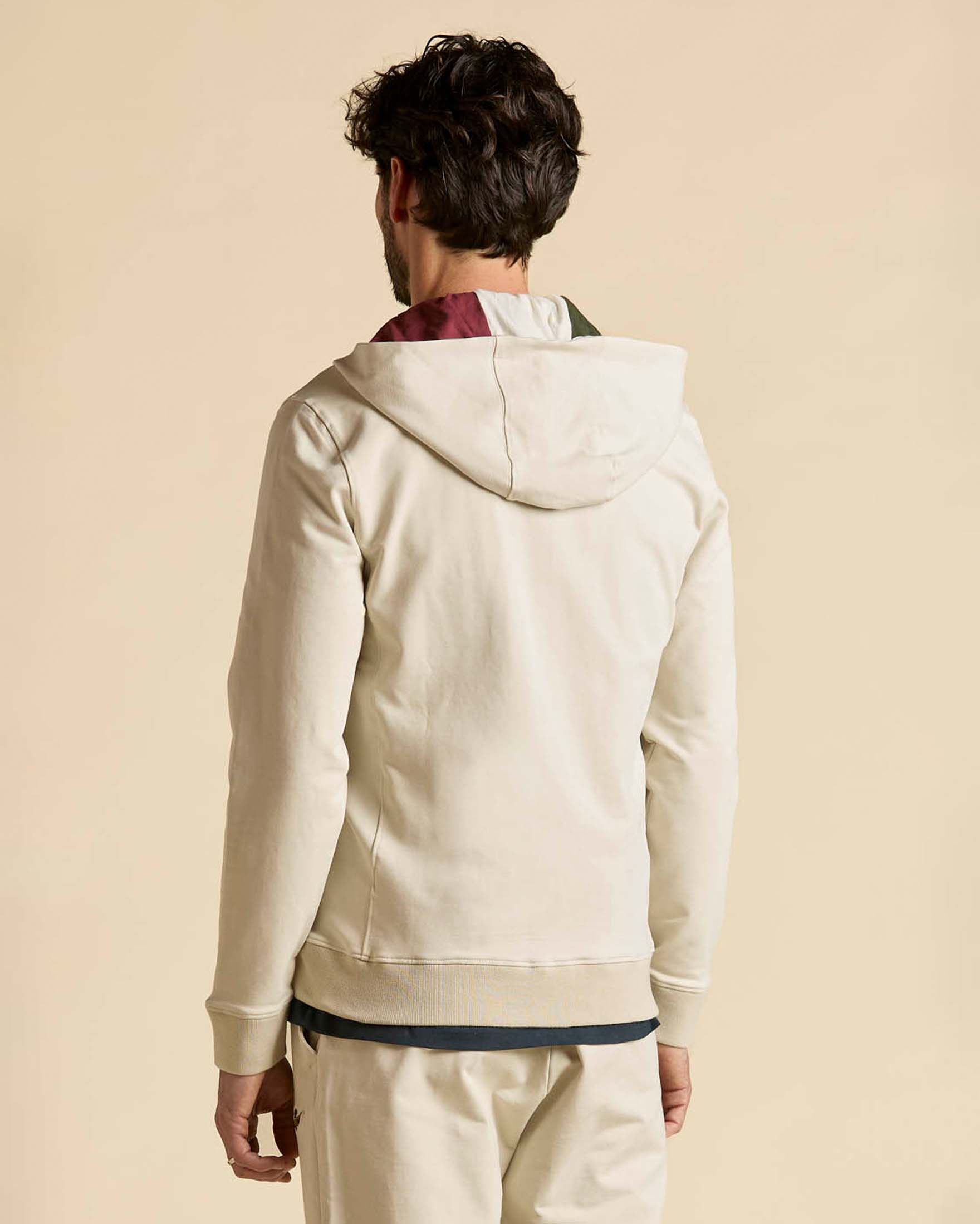 Felpa Aeronautica Militare panna in cotone stretch con cappuccio staccabile chiusura zip e ricamo Frecce Tricolori image