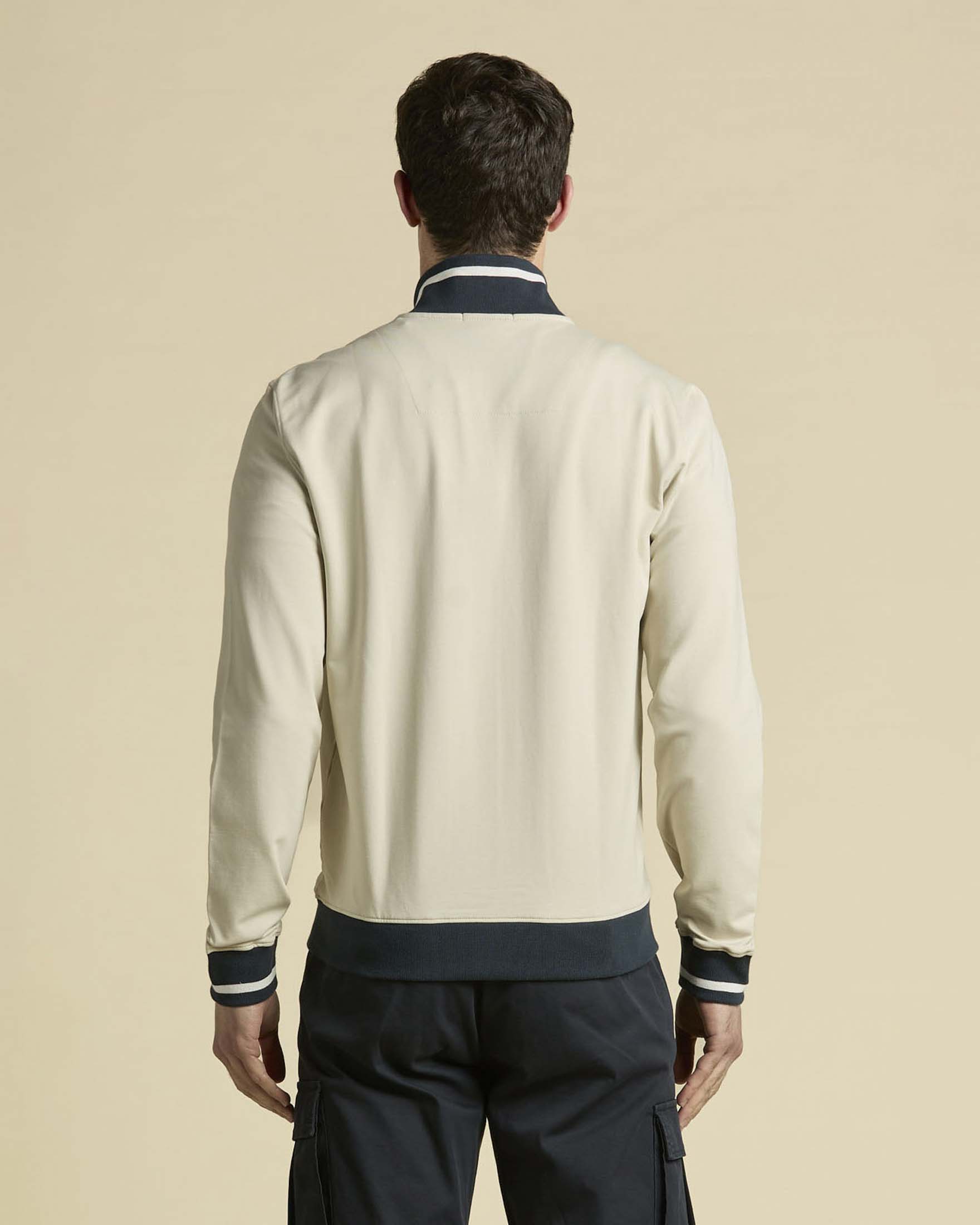 Felpa Aeronautica Militare panna in cotone stretch con chiusura zip e logo Frecce Tricolori image