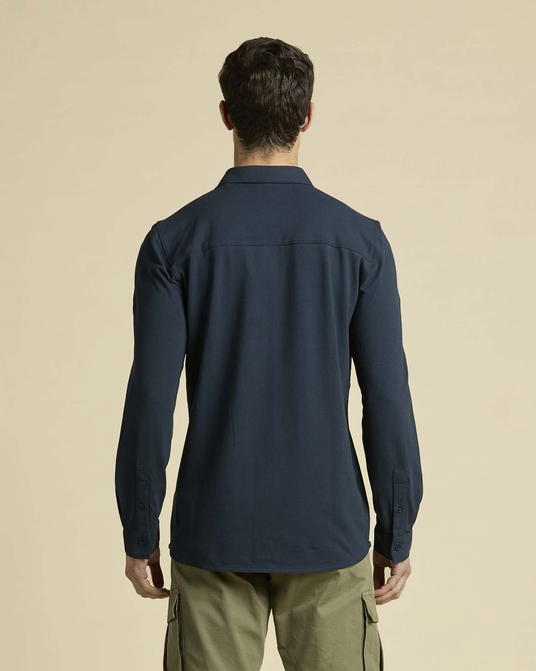 Polo camicia Aeronautica Militare blu in piquè di cotone stretch image
