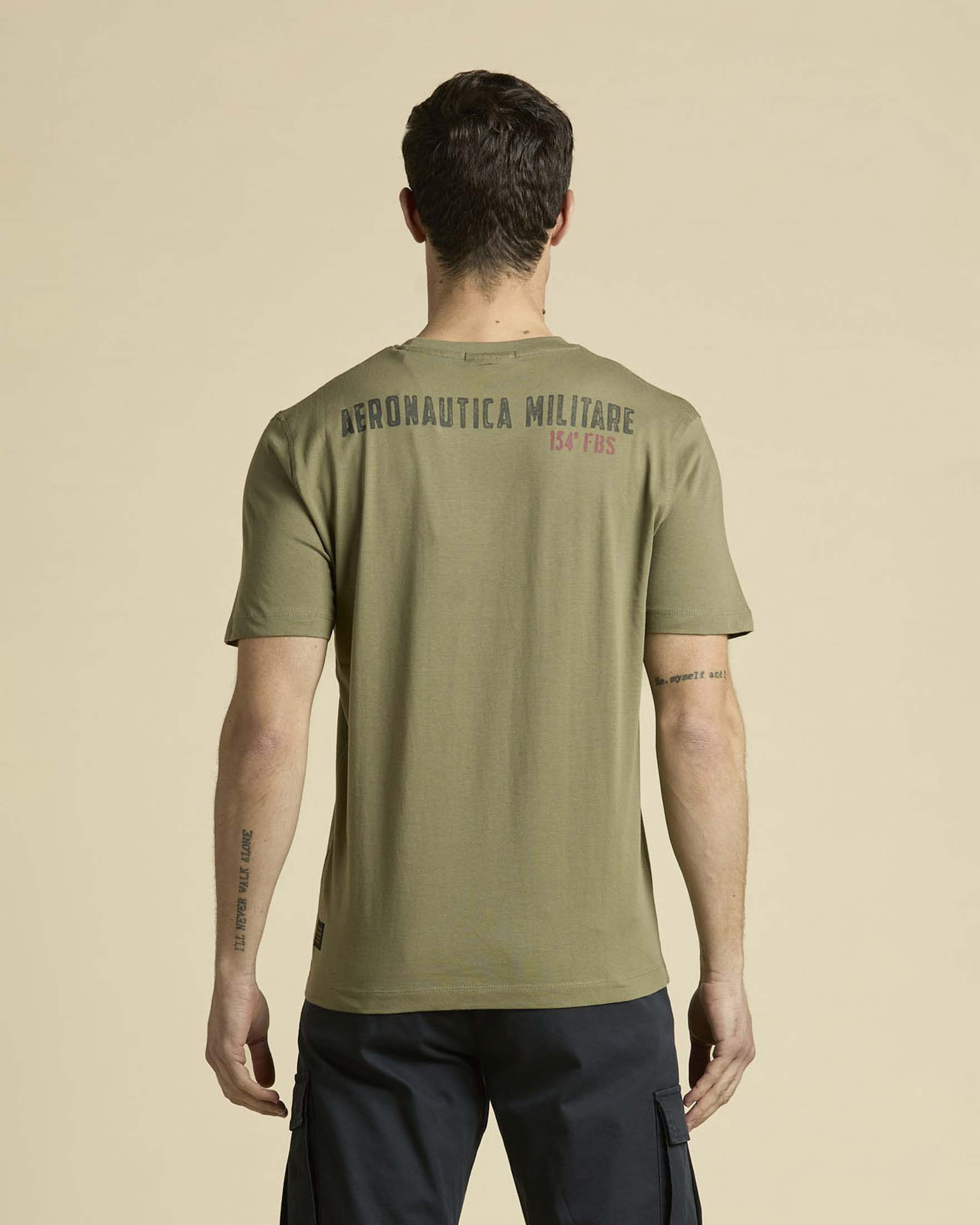 T-shirt verde militare mezza manica Aeronautica Militare con stampa Tornado image