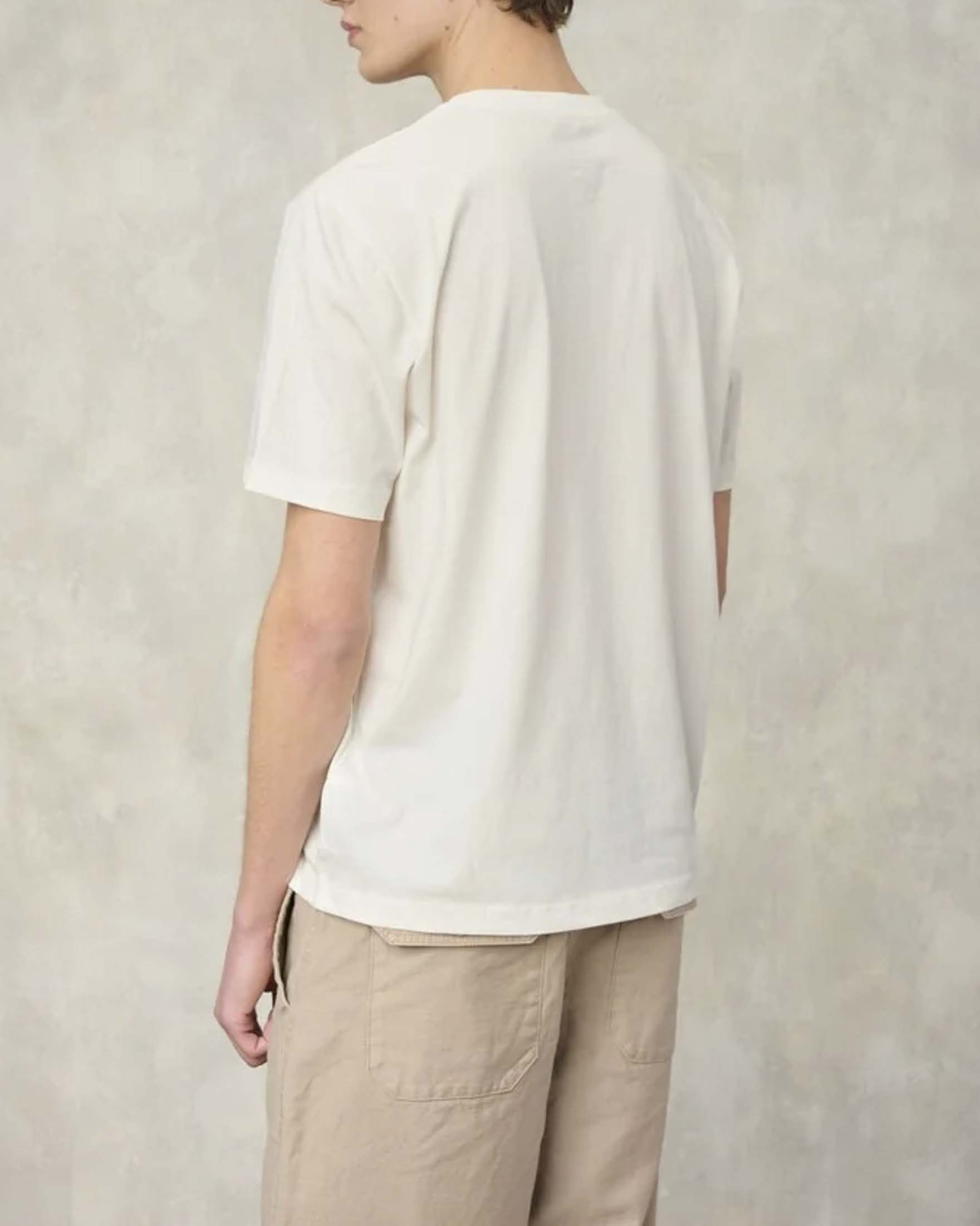 T-shirt panna Blauer mezza manica con maxi logo sul petto in contrasto image