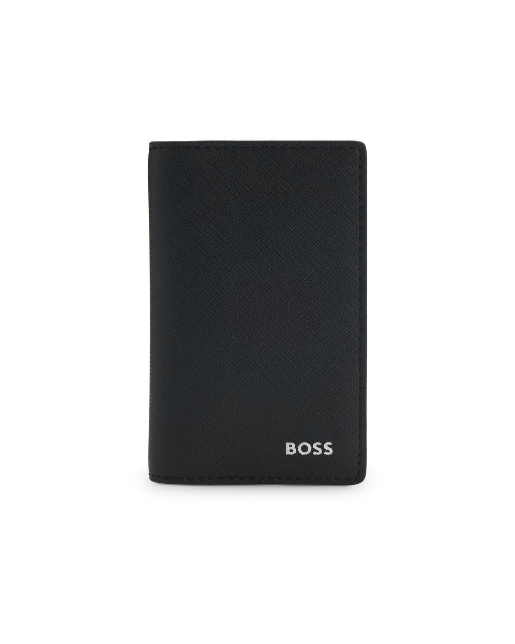 Portacarte verticale Boss nero in pelle saffiano
