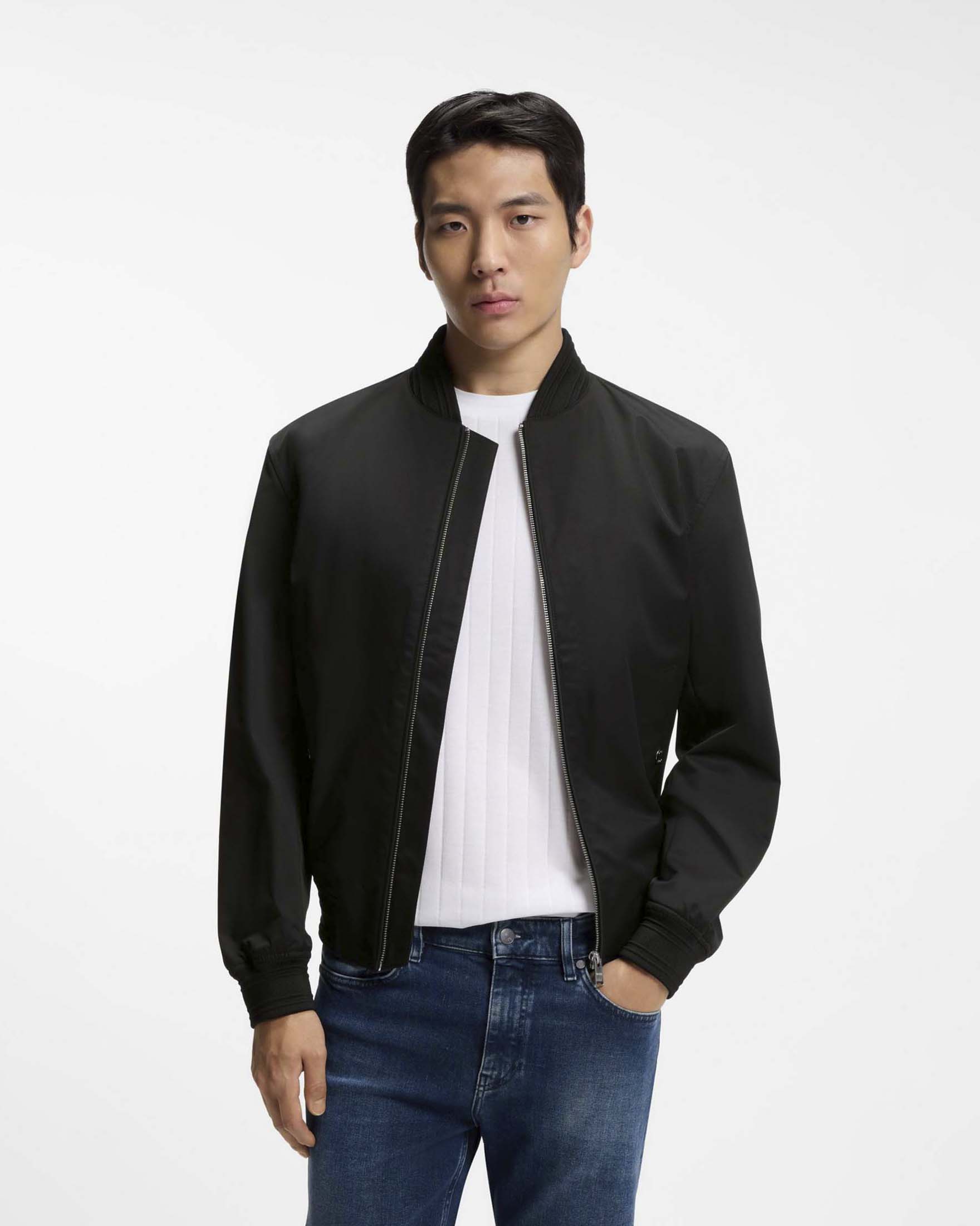 Giubbino bomber Boss Comber nero in twill idrorepellente image