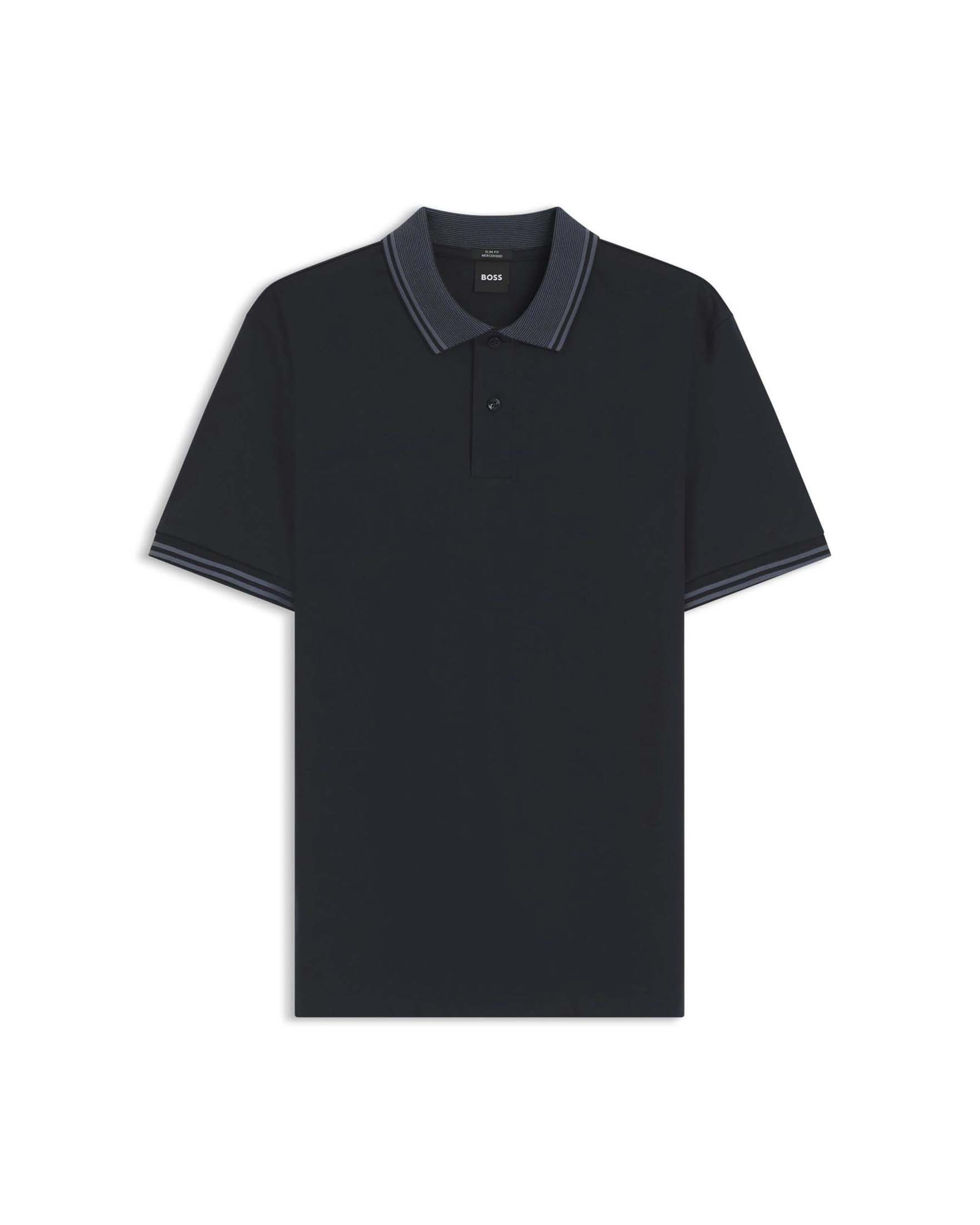 Polo mezza manica Phillipson blu in cotone mercerizzato con colletto e bordino indaco
