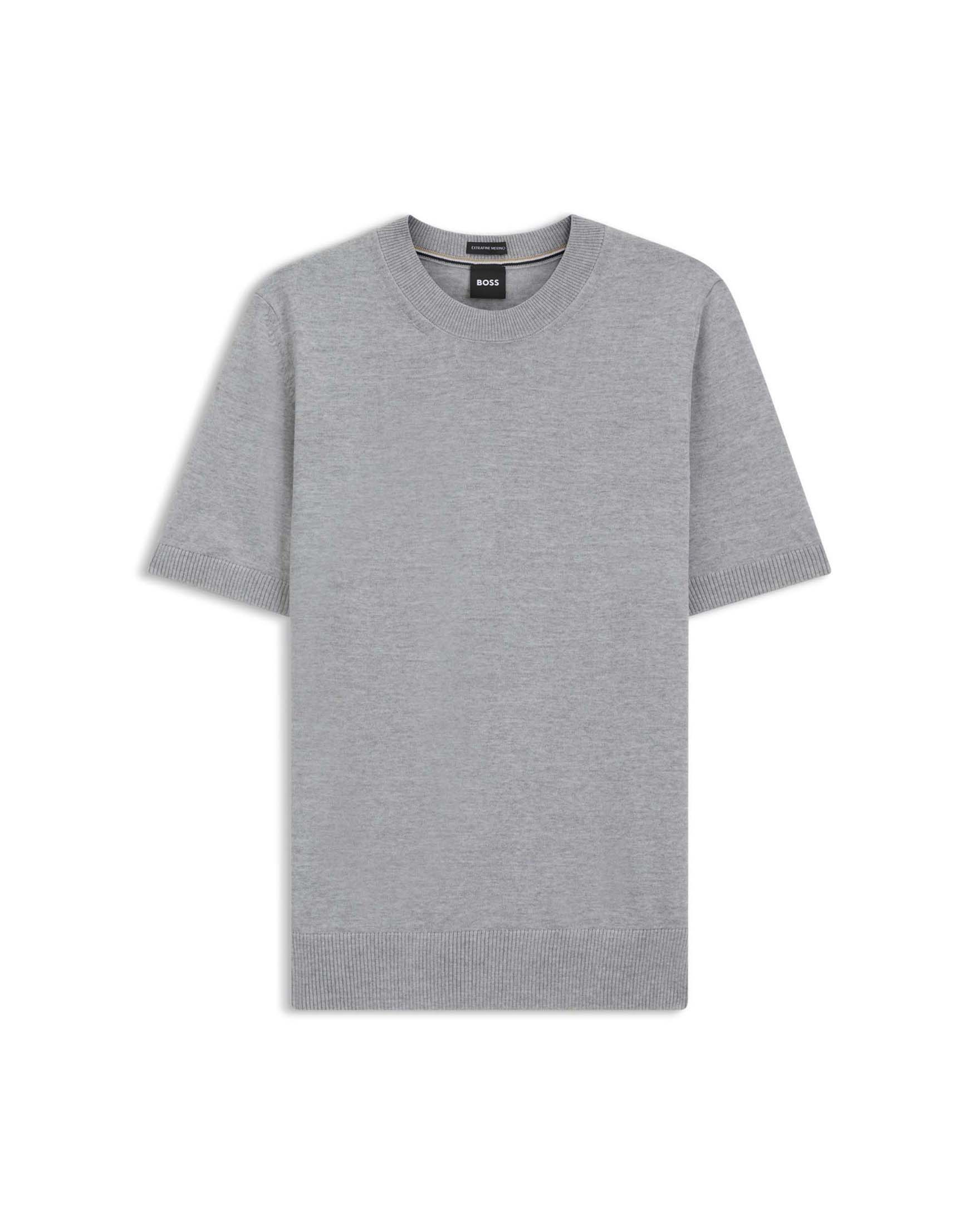 T-shirt mezza manica Boss Umauro grigia in maglia di pura lana vergine