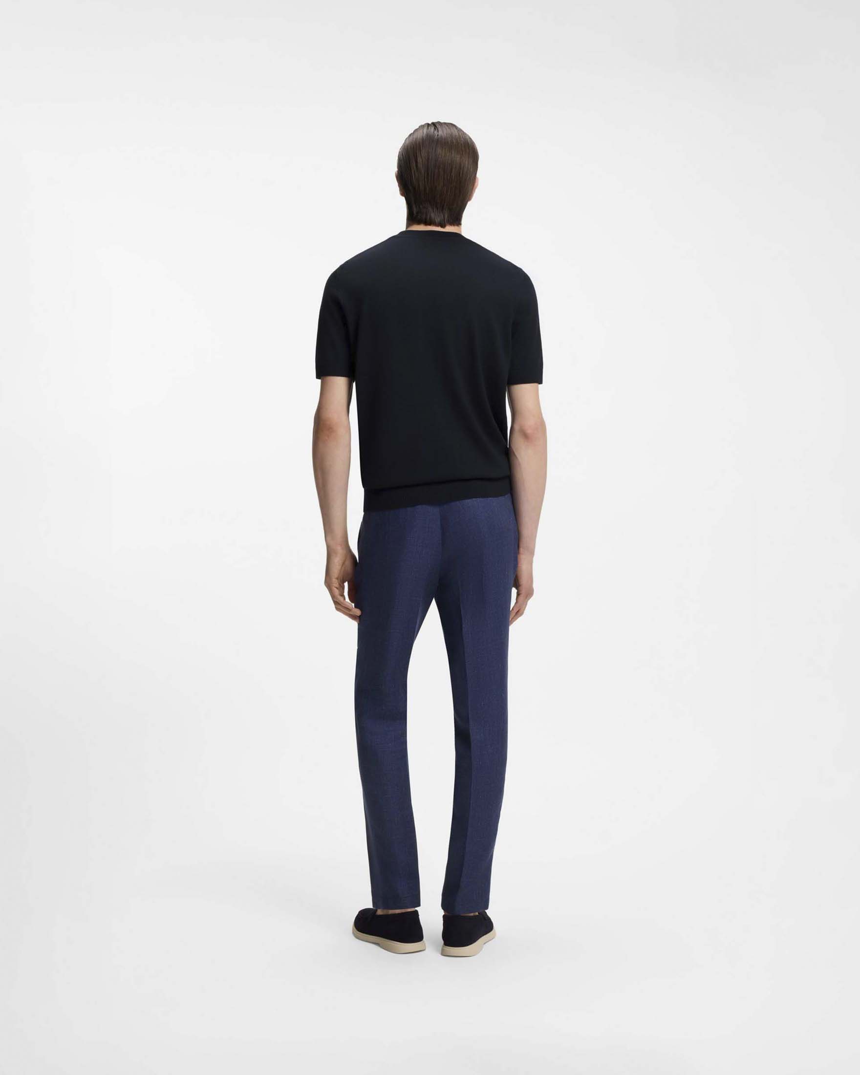 T-shirt mezza manica Boss Umauro blu in maglia di pura lana vergine image