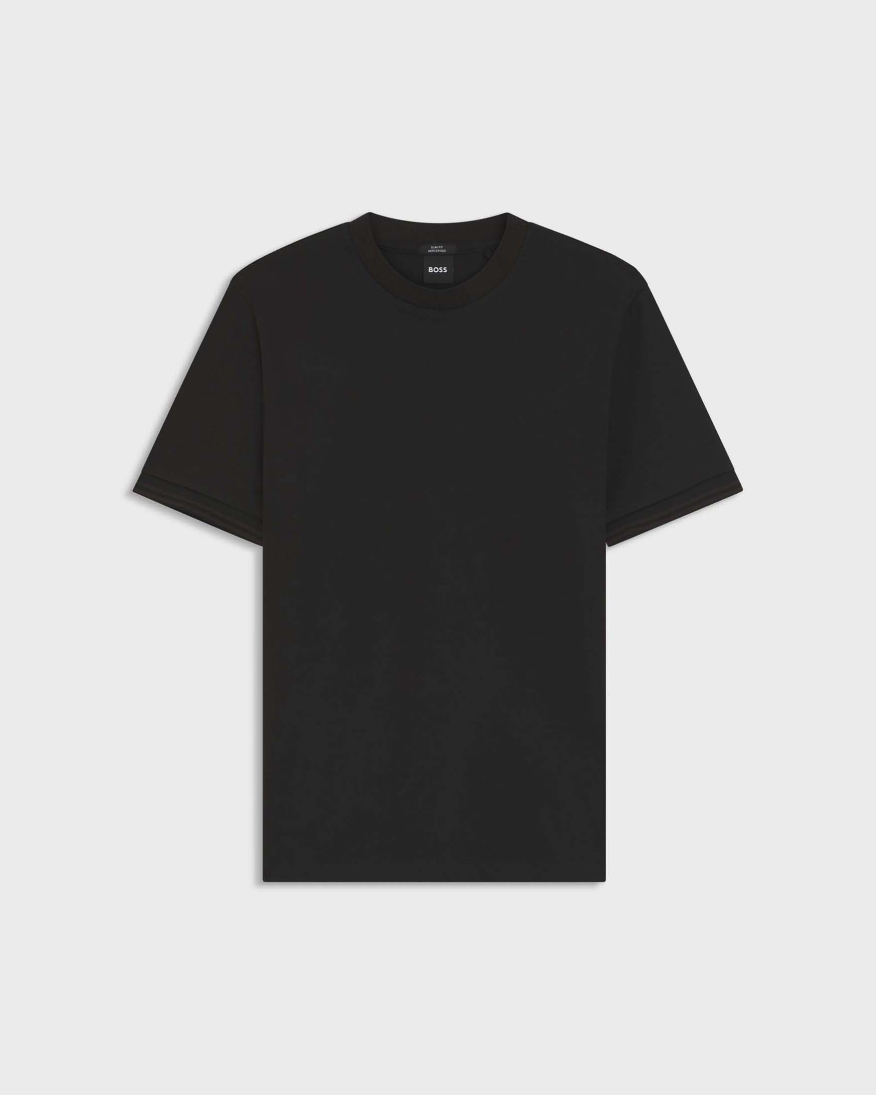 T-shirt mezza manica Boss Tessler nera in puro cotone mercerizzato