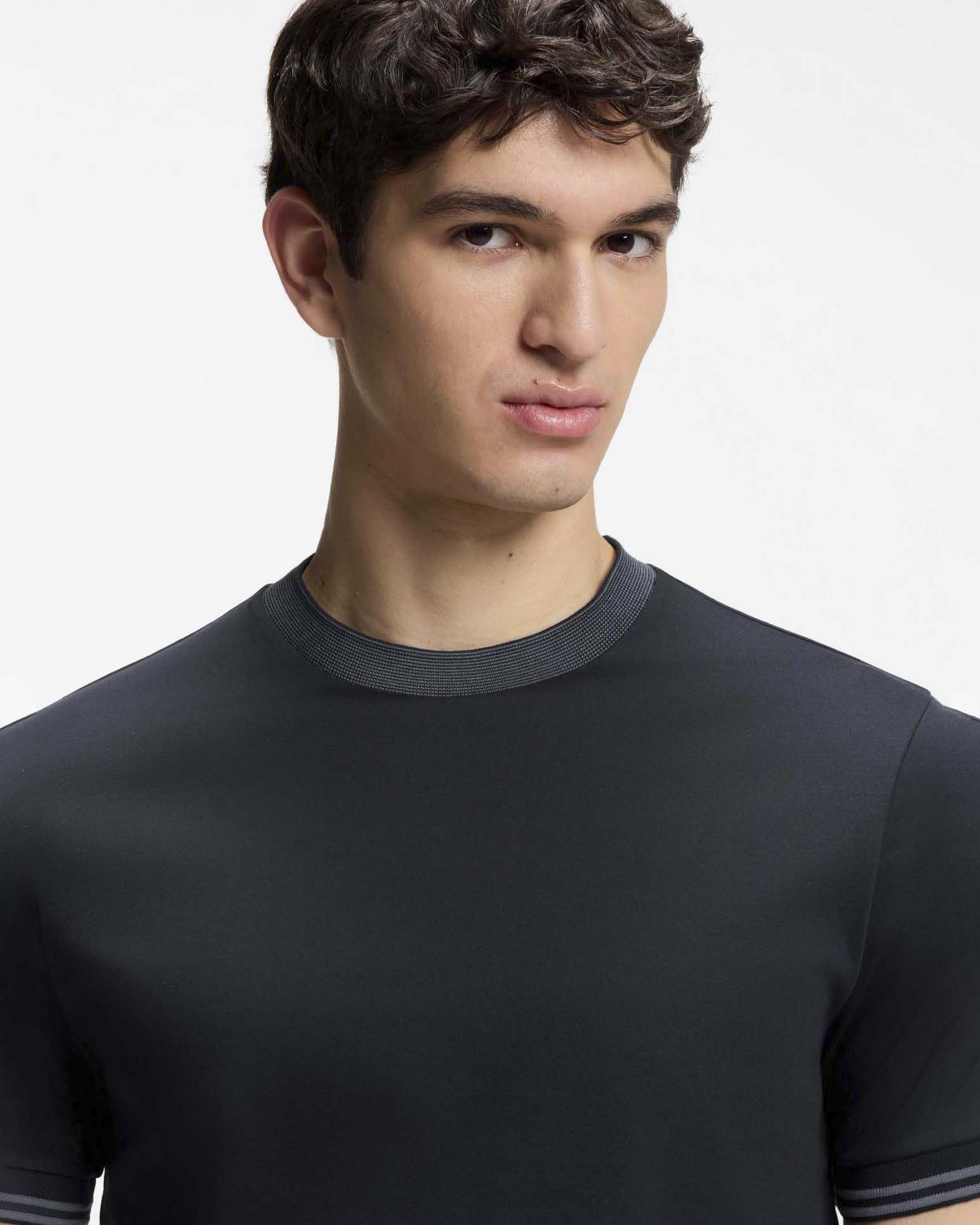 T-shirt mezza manica Boss Tessler blu in puro cotone mercerizzato image