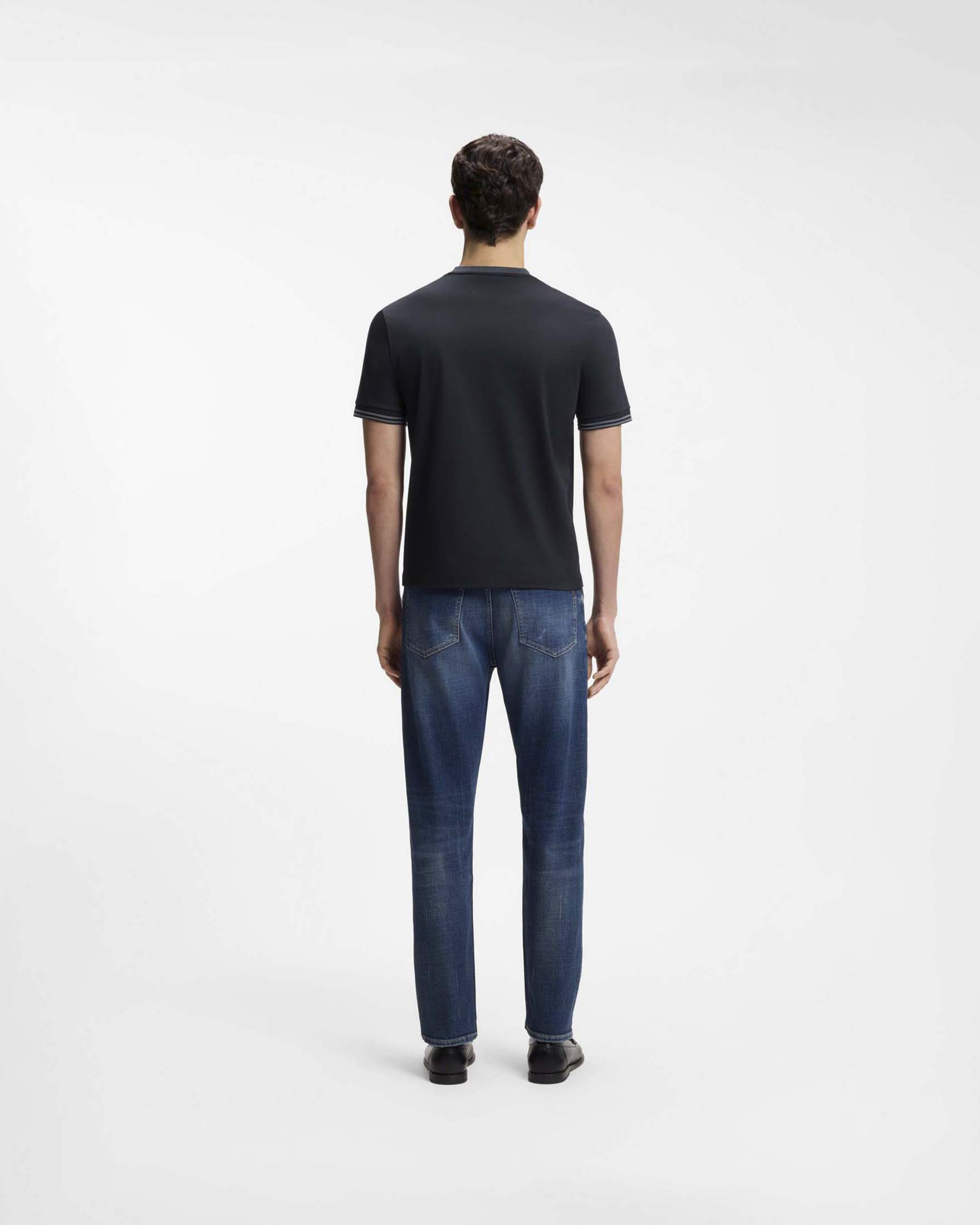 T-shirt mezza manica Boss Tessler blu in puro cotone mercerizzato