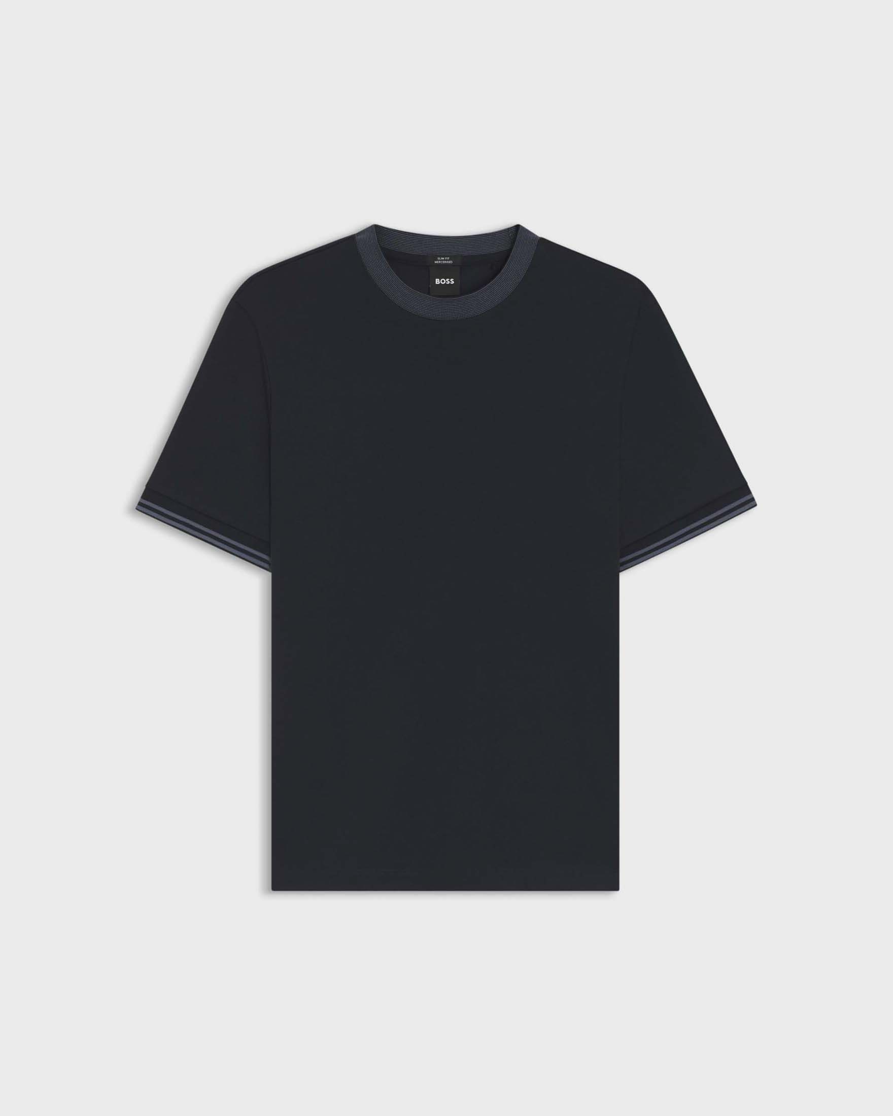 T-shirt mezza manica Boss Tessler blu in puro cotone mercerizzato