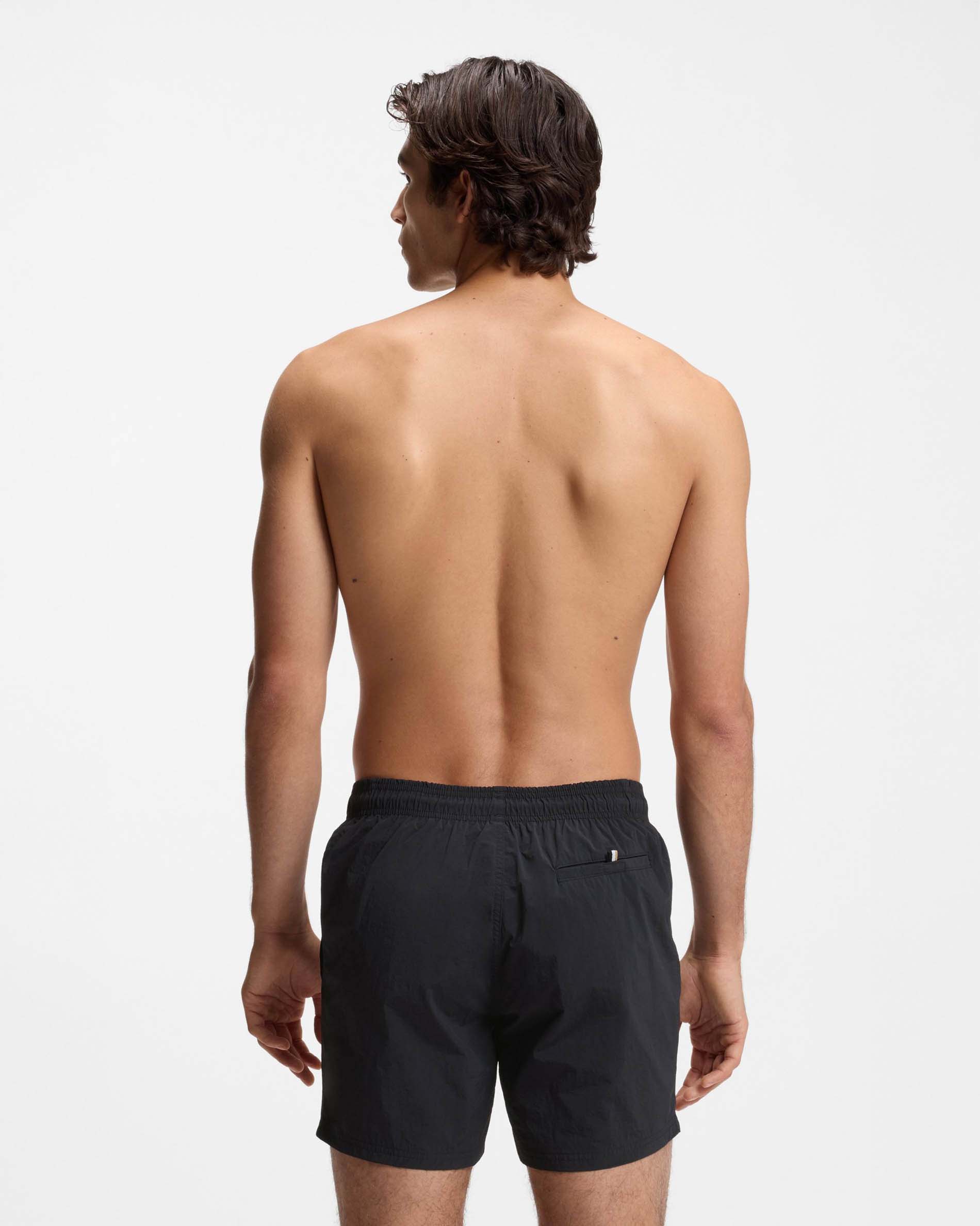 Boxer mare nero con maxi logo stampato image